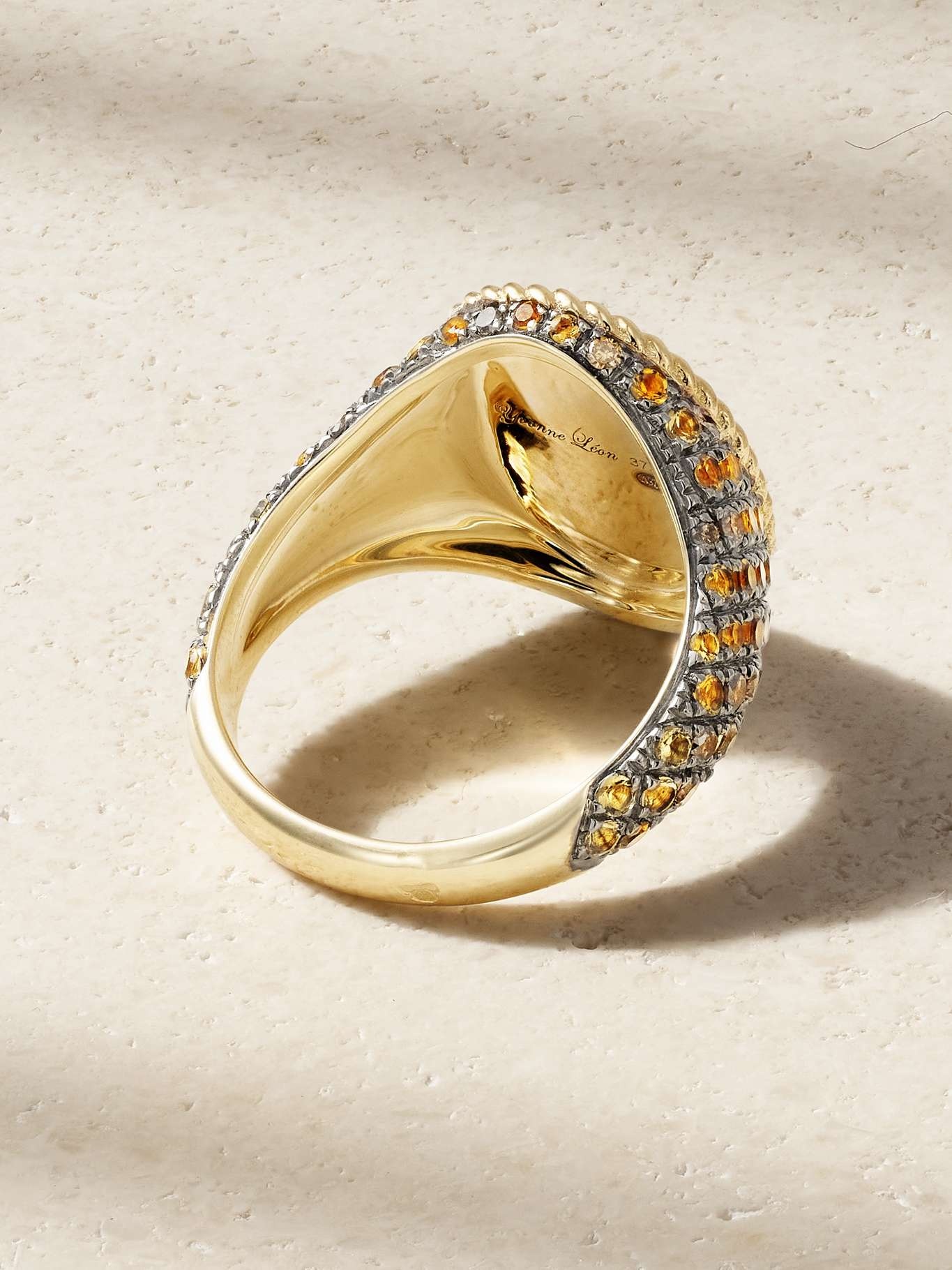 Chevalière Ovale 9-karat gold, diamond and citrine ring Gold - 3