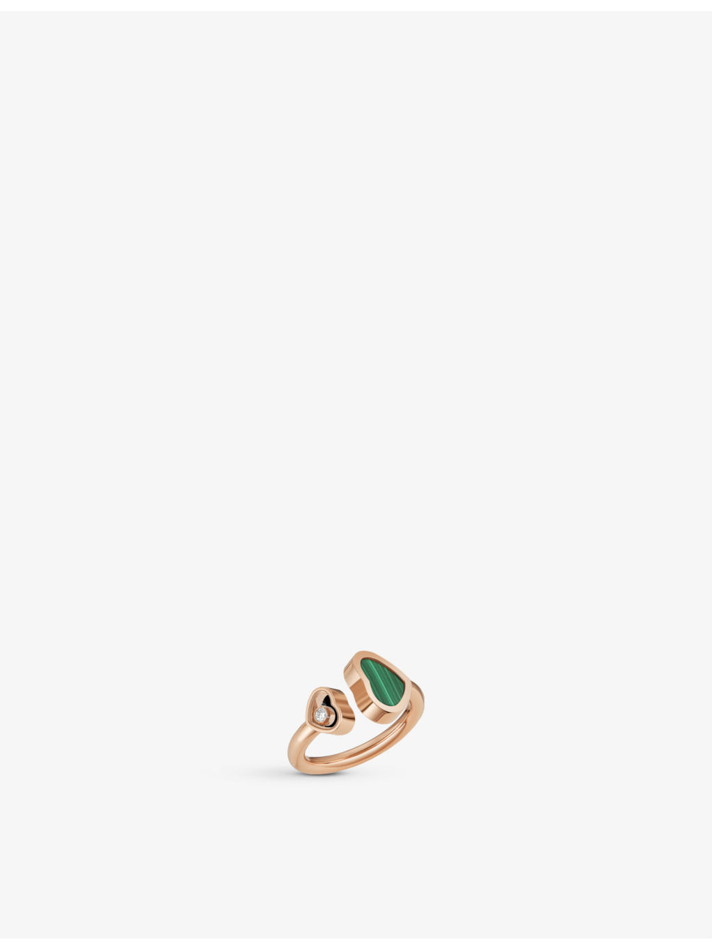 Happy Hearts 18ct rose-gold, 0.05ct round-cut diamond and malachite ring - 1