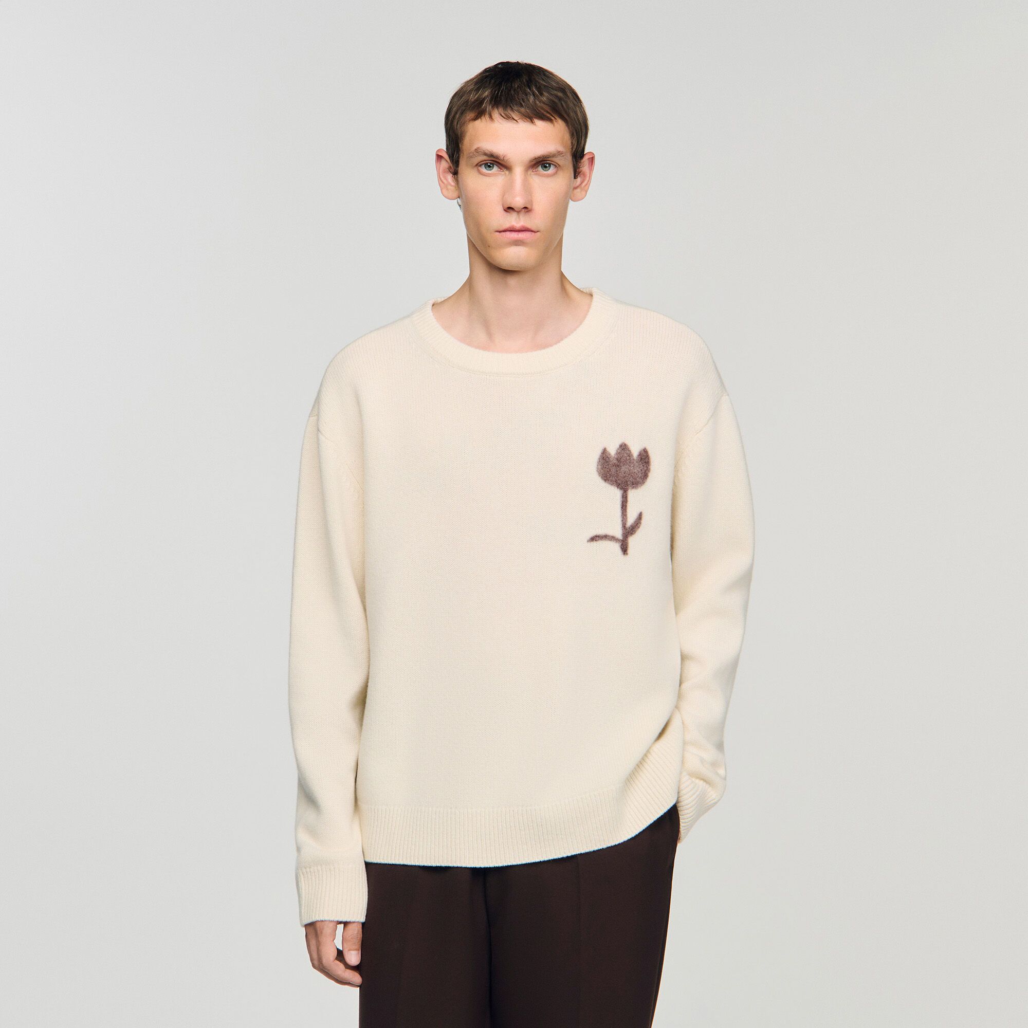 WOOL SWEATER WITH FLOWER DETAIL - 4