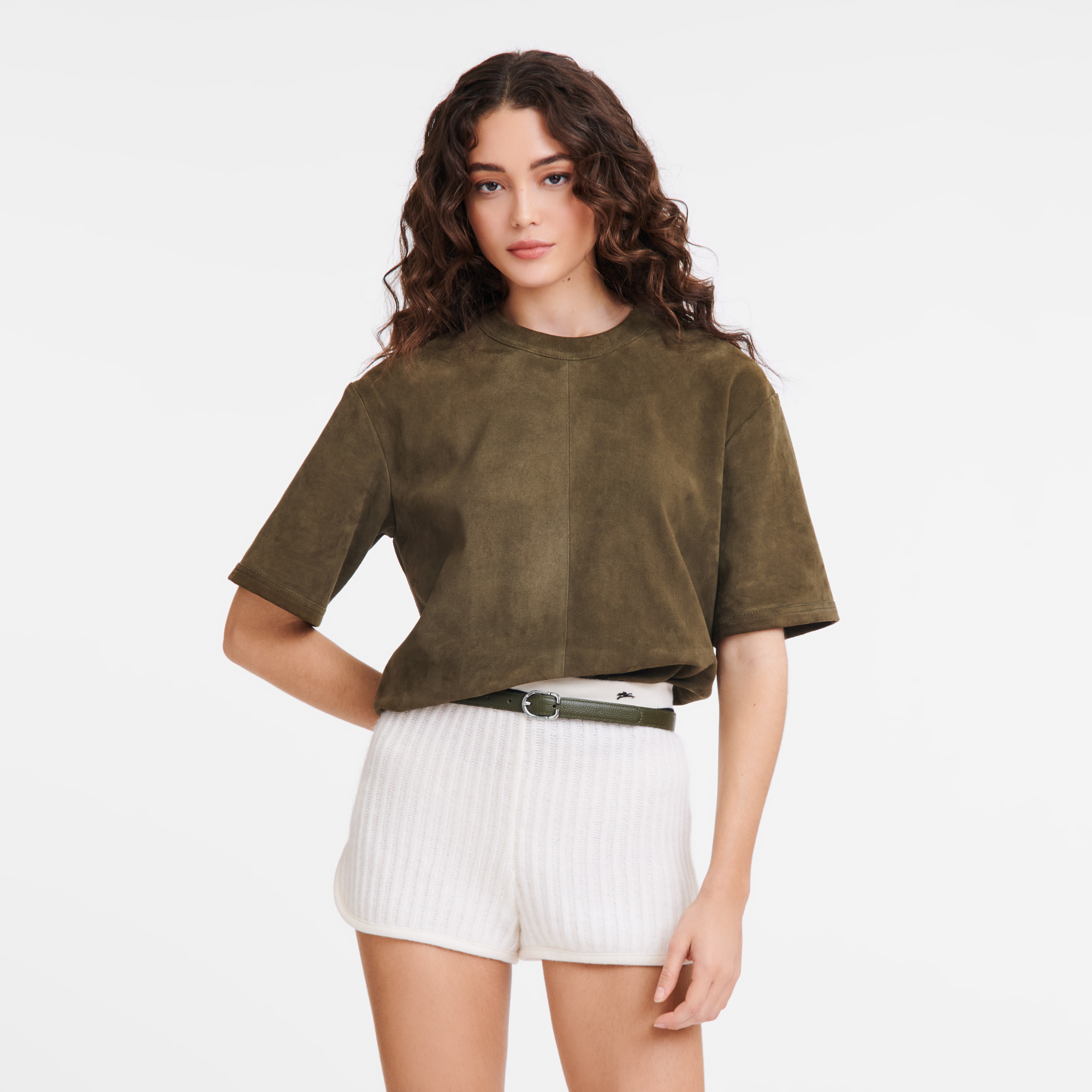 Le Foulonné Ladies' belt Khaki - Leather - 2