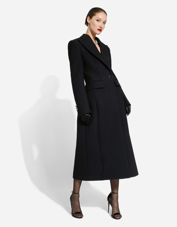 Long single-breasted wool cady coat - 3