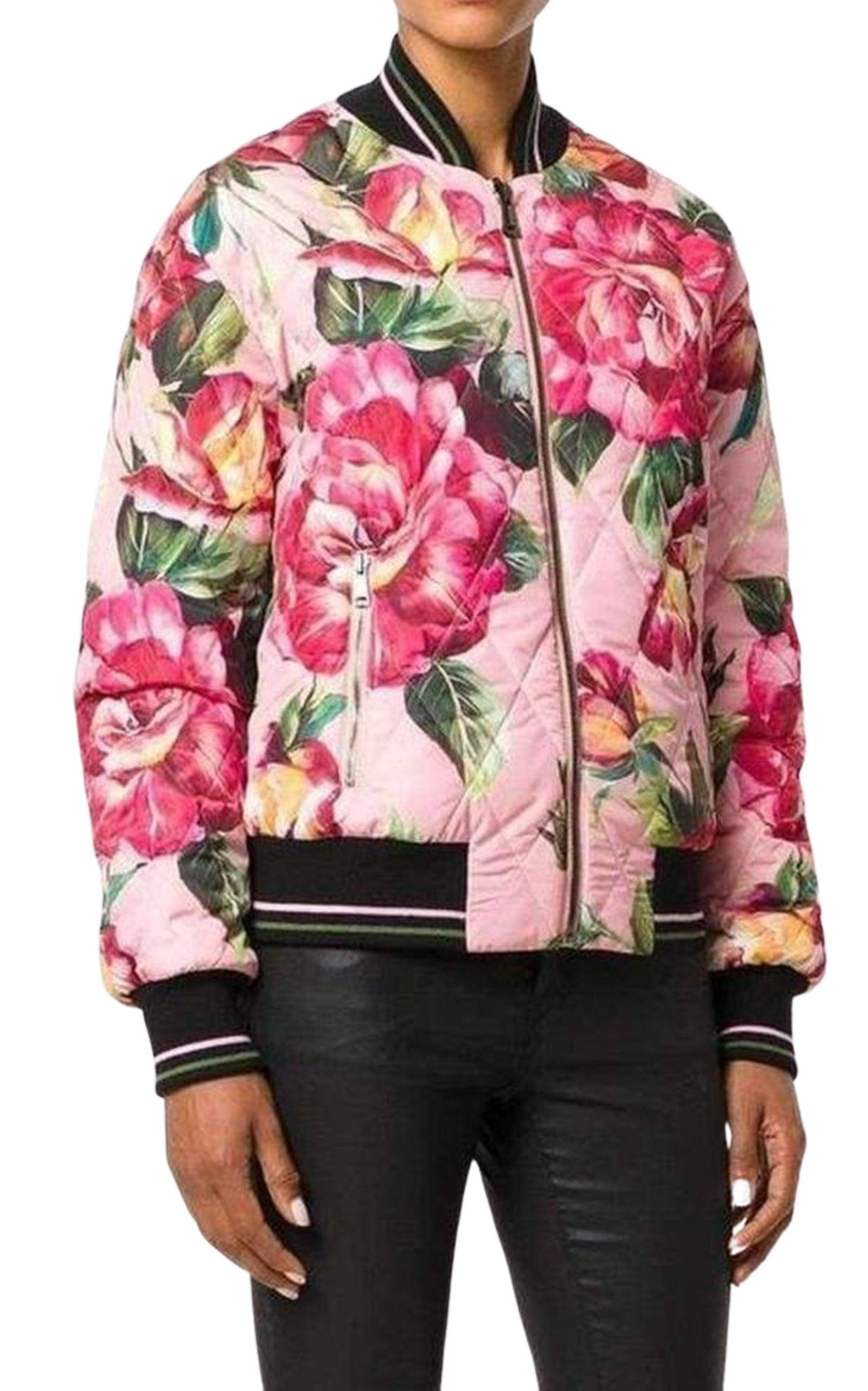 Rose Print Bomber Jacket - 3