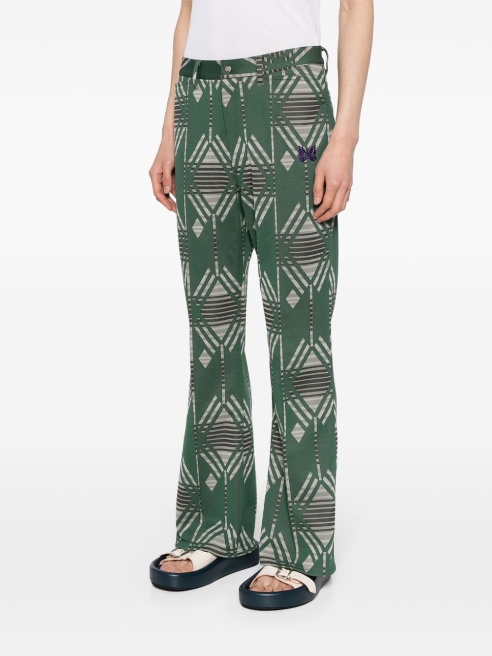geometric-print flared trousers - 3