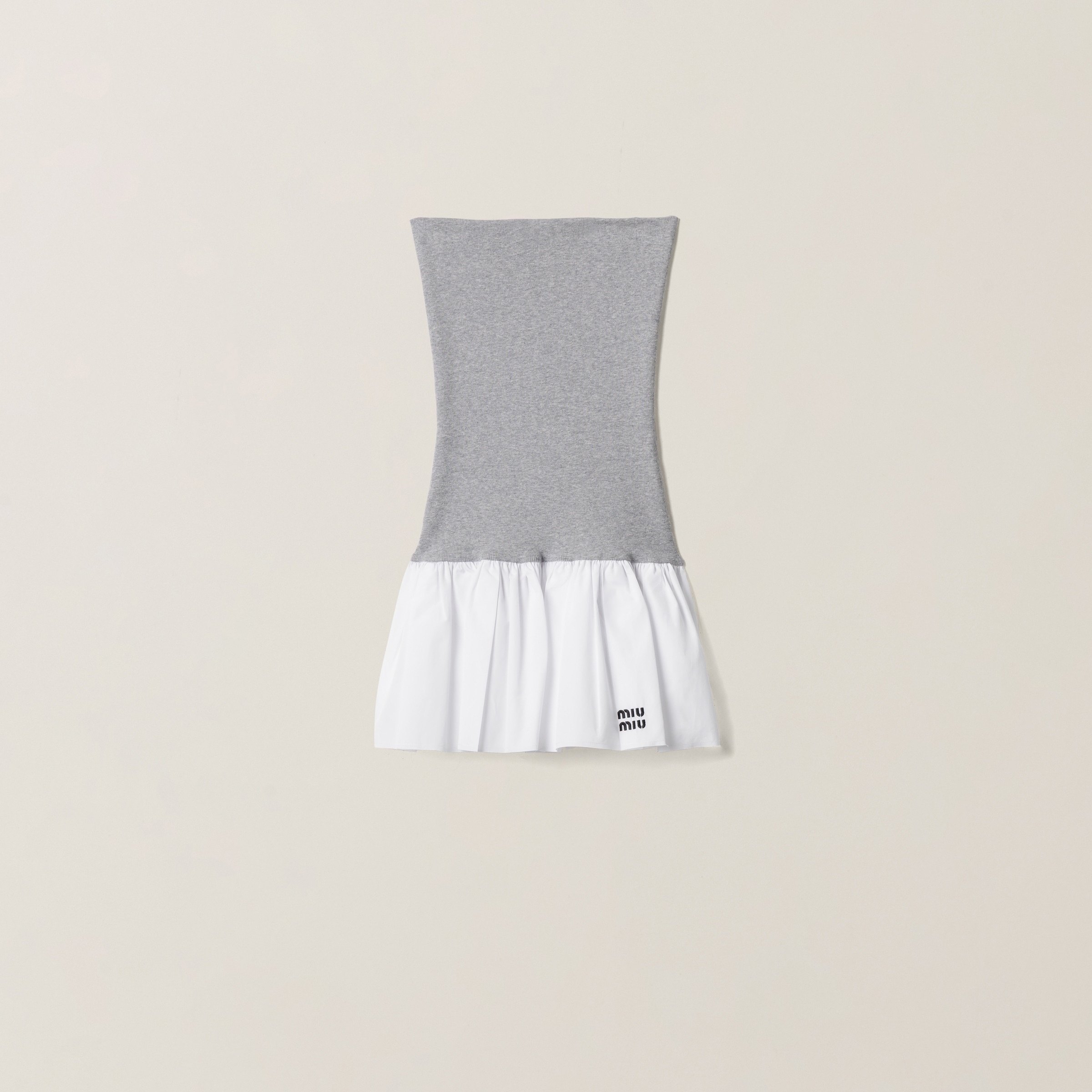 Poplin and jersey miniskirt - 1