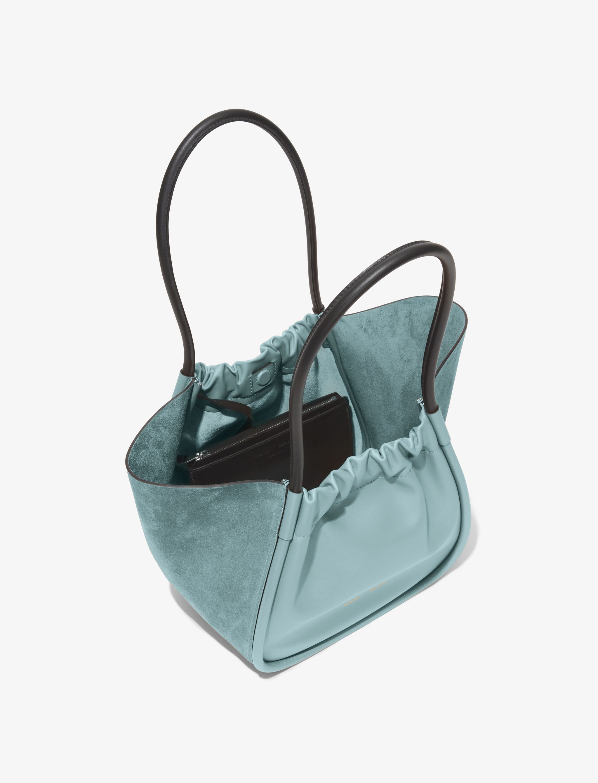 Large Suede Ruched Tote - 5