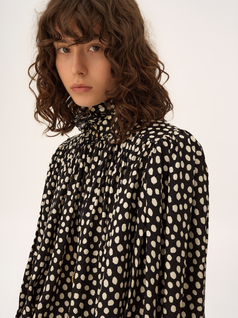 MAXI GATHERED HIGH-NECK TOP IN SILK JACQUARD 5