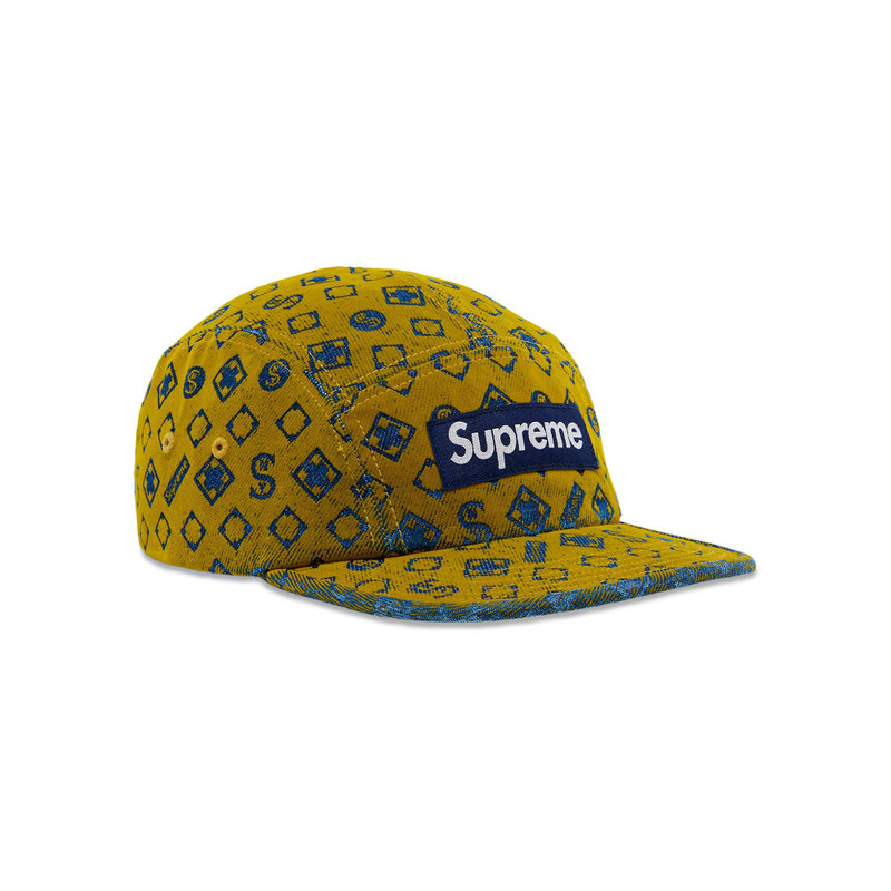 Supreme Supreme Flocked Denim Camp Cap 'Mustard' outlook