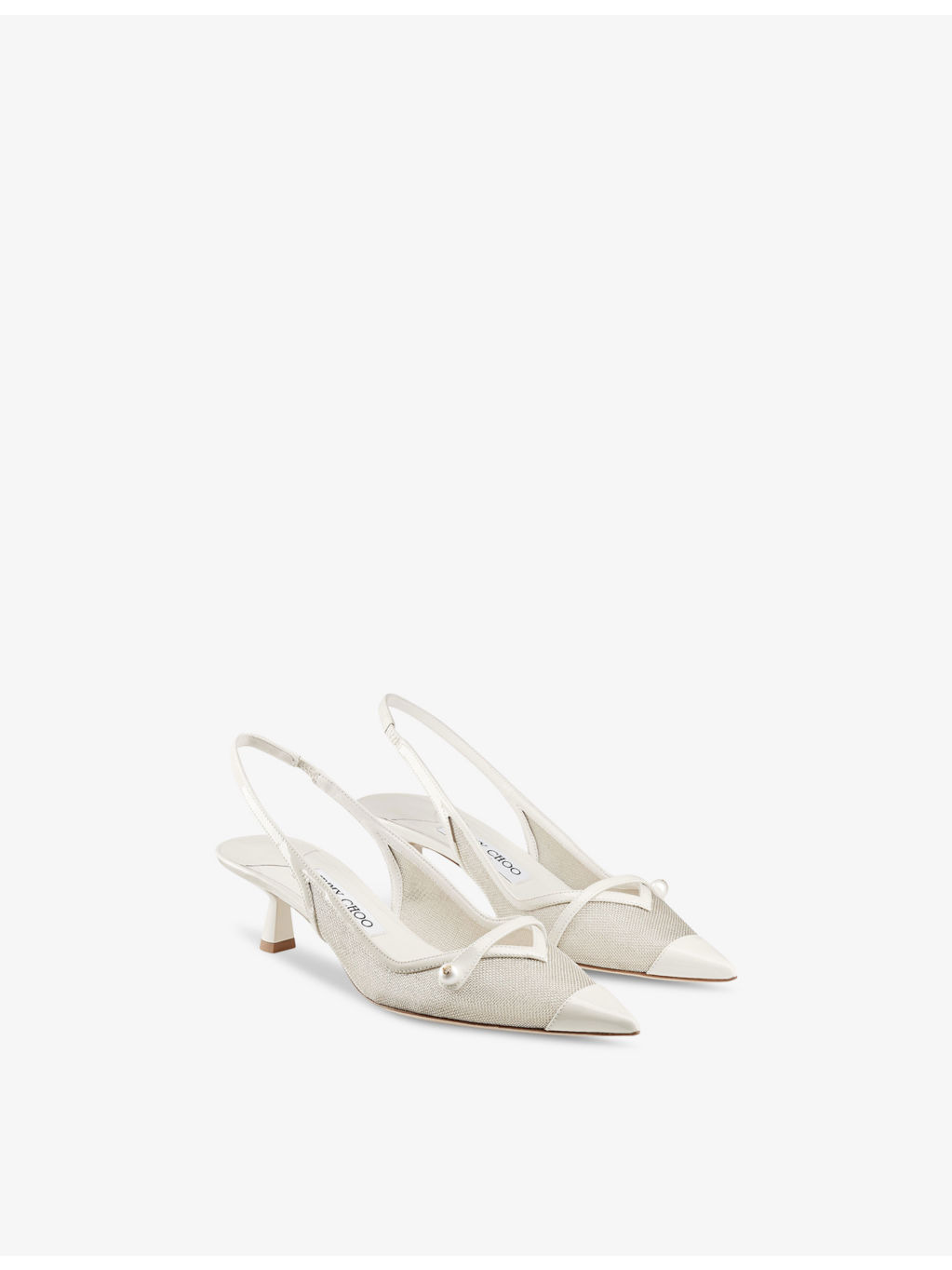 Amita 45 leather and mesh slingback heels - 3