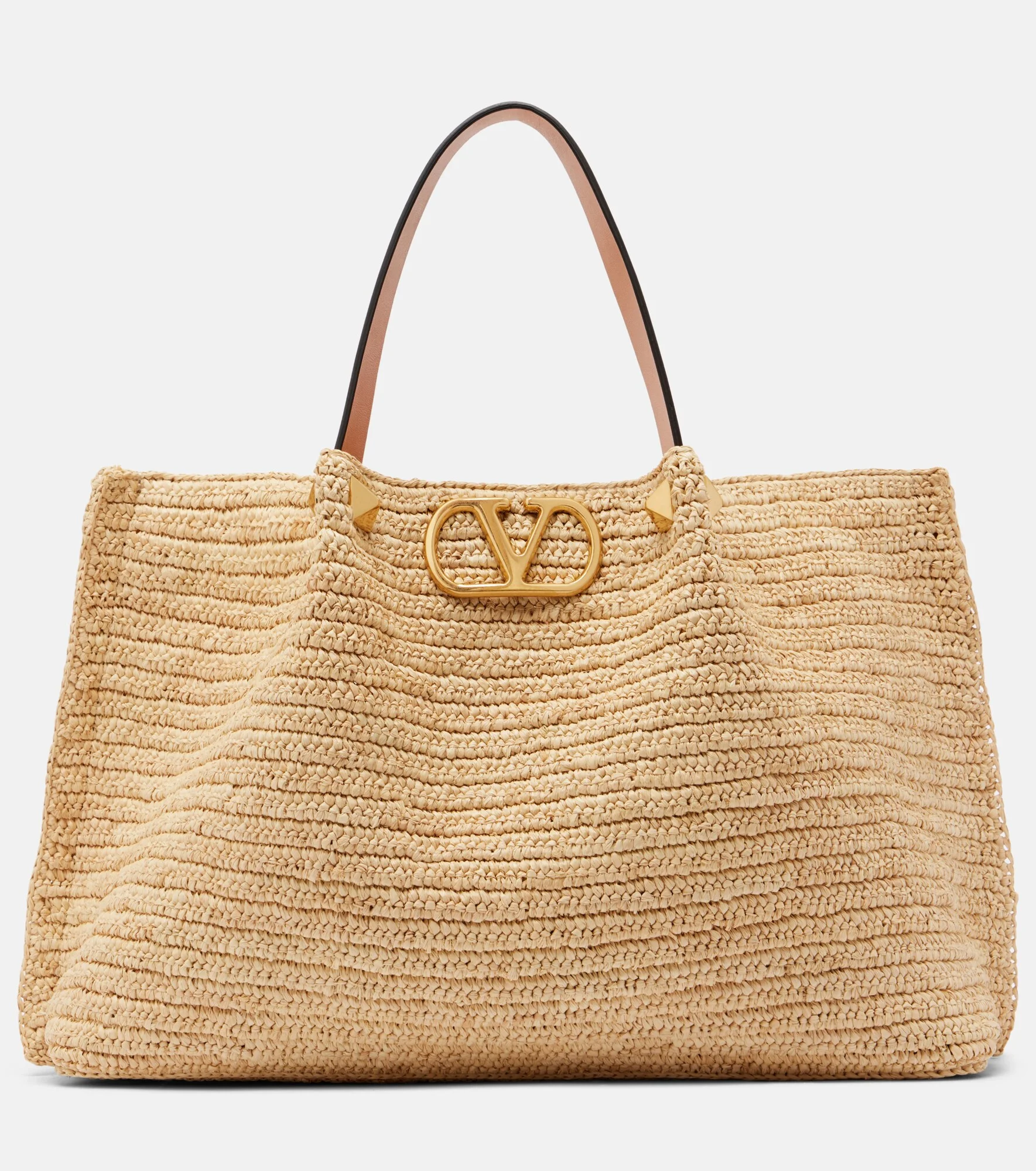 VLogo Medium raffia tote bag - 1