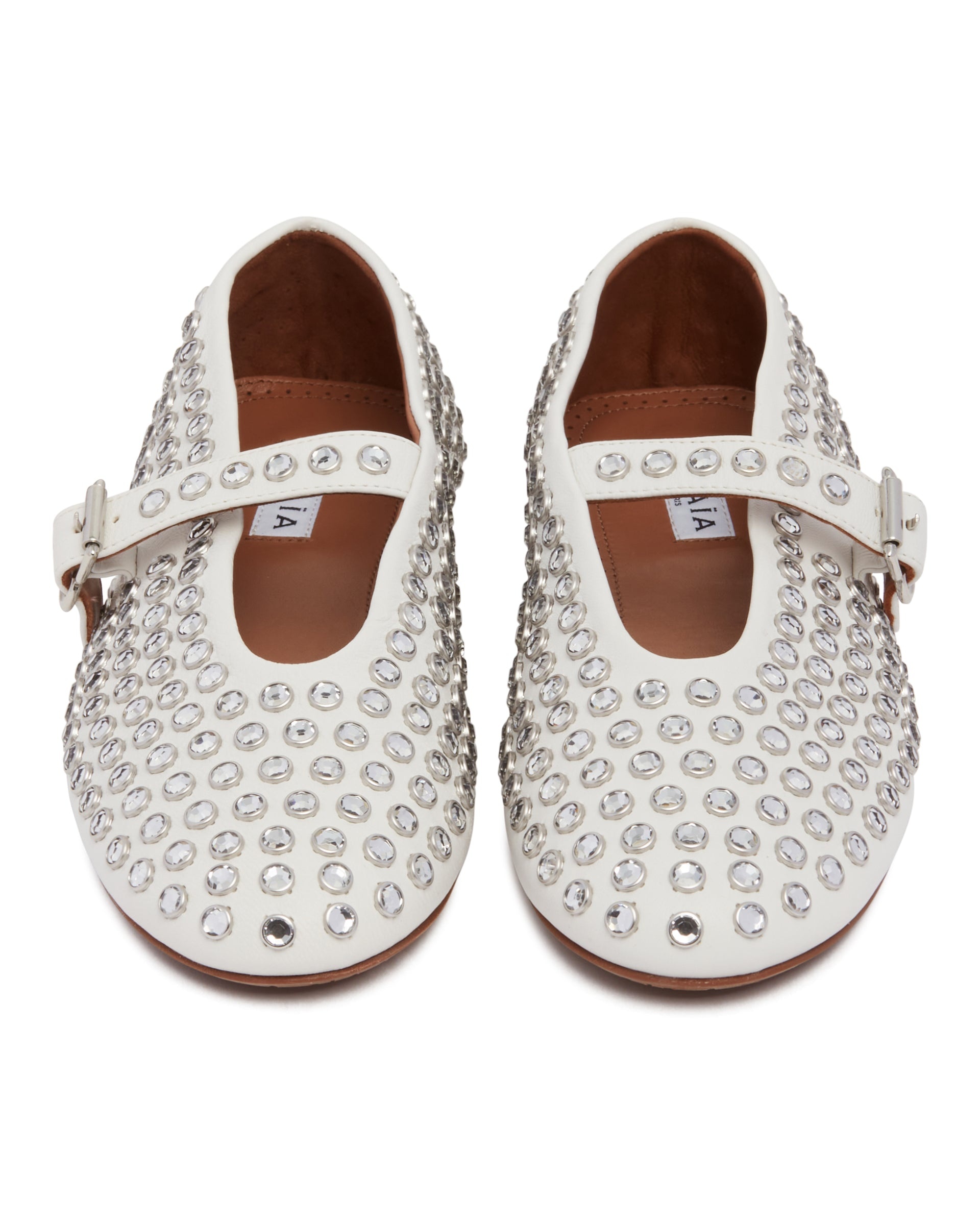 White Strass Ballerina Flats - 4