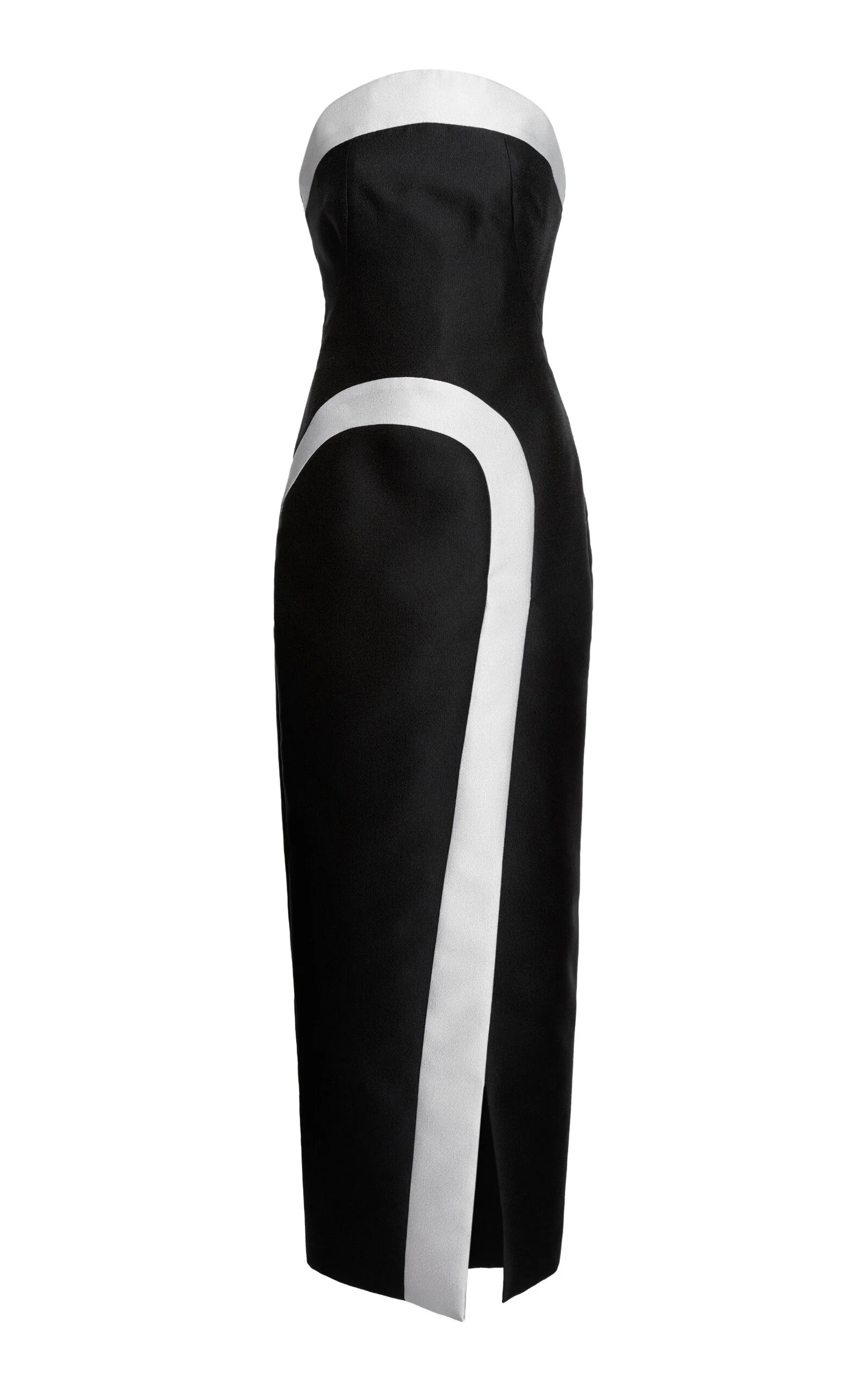 Crepe Duchesse Strapless Midi Dress black/white - 1