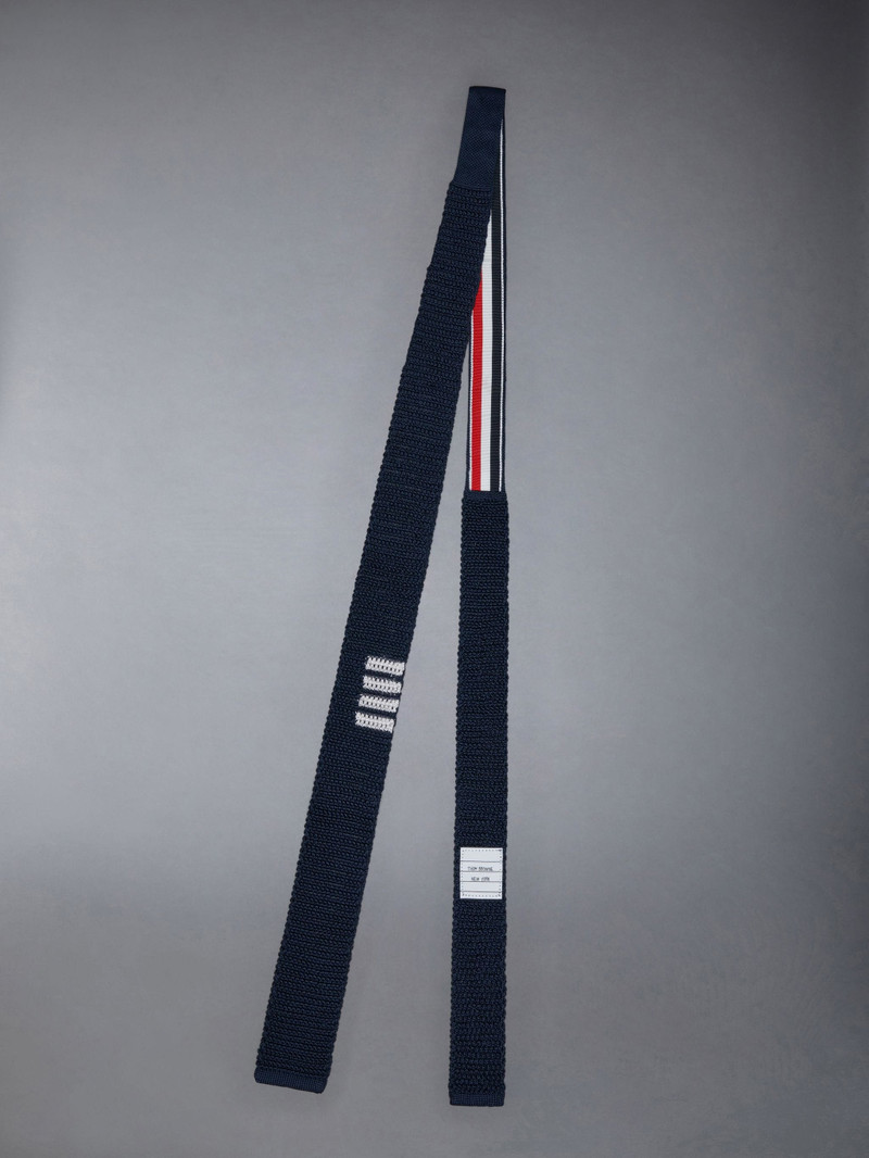 Thom Browne Waffle Stitch Silk Knit 4-Bar Tie outlook