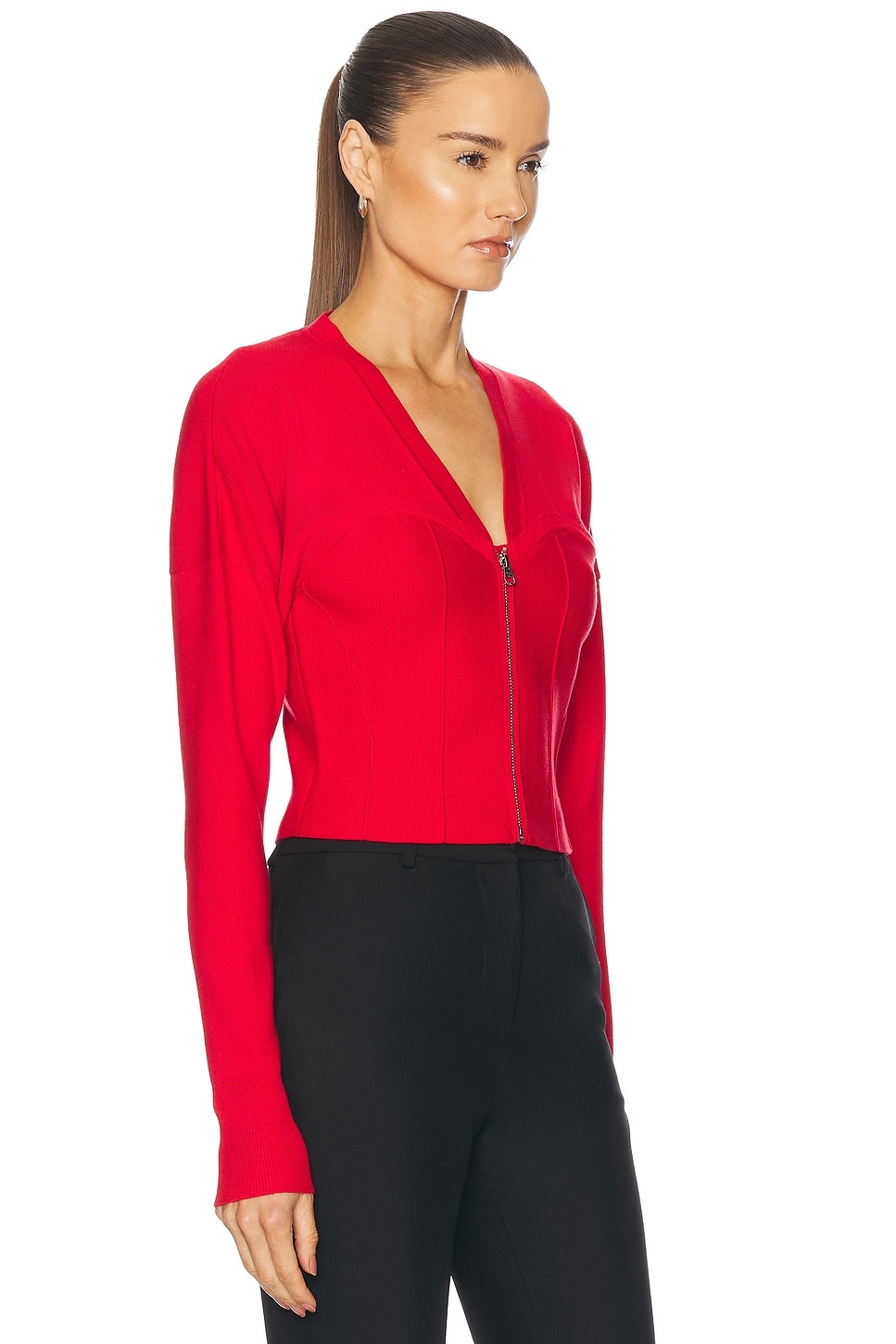 Knit Zip Bustier Cardigan - 2