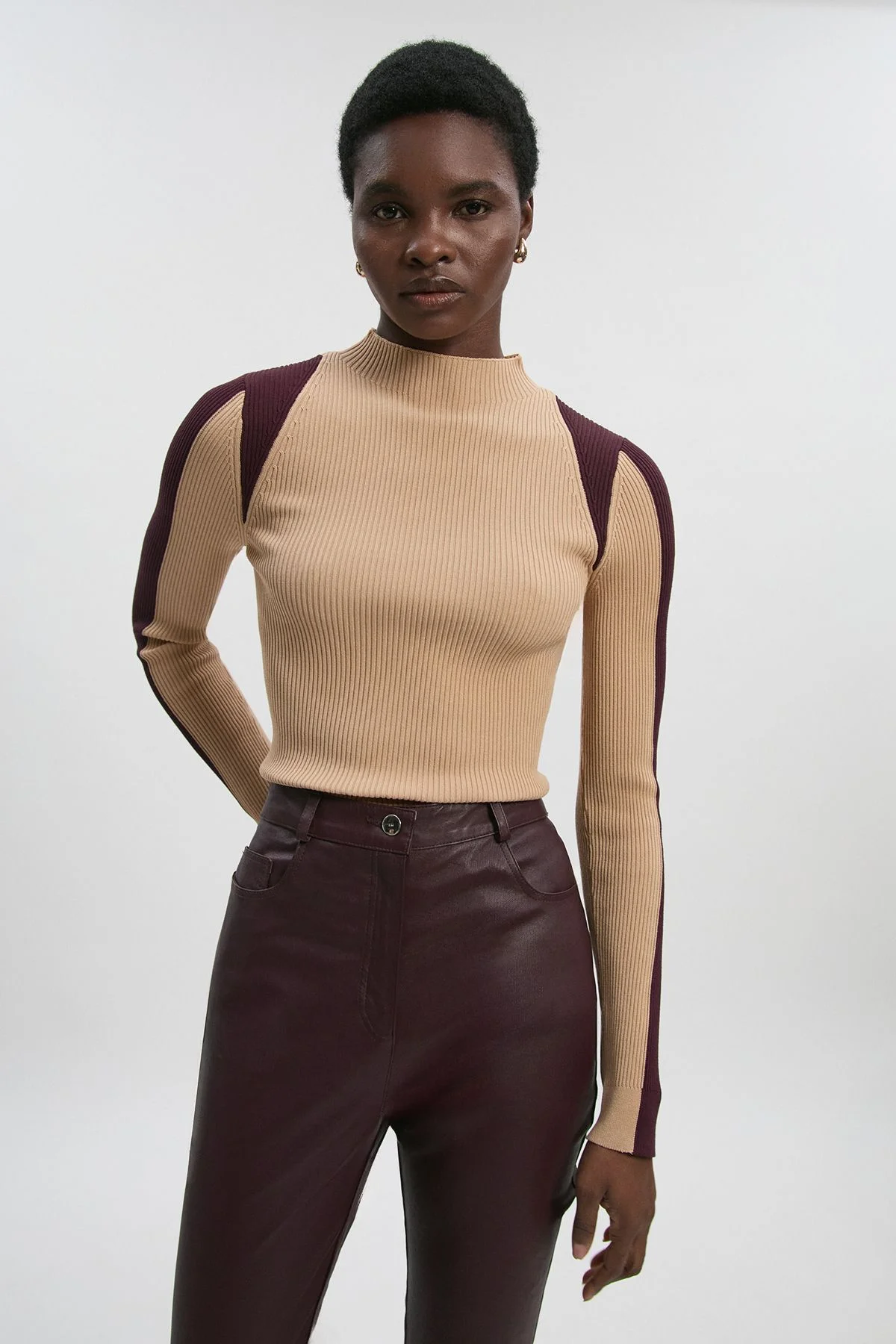 Rib Knit Colour Block Top - 1