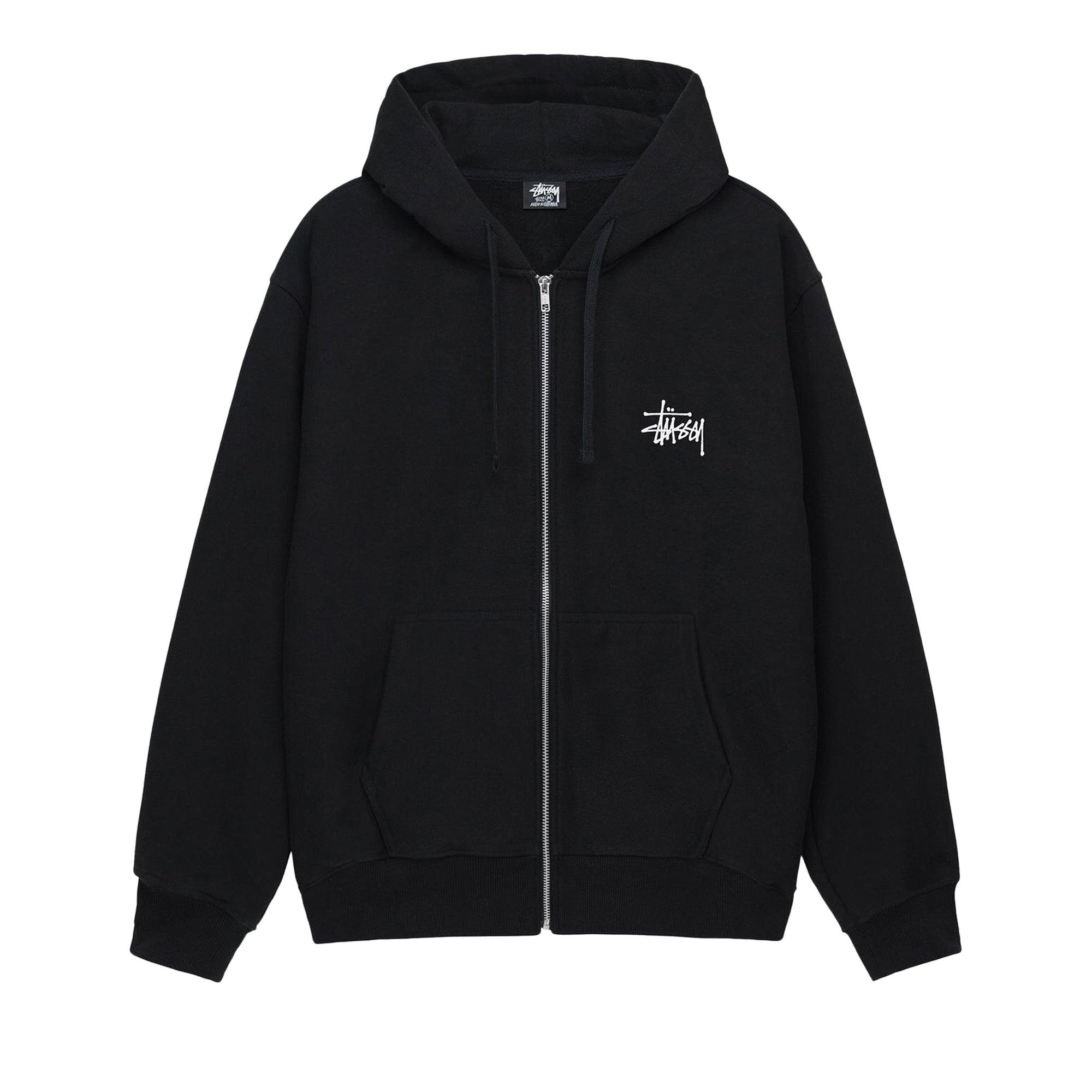 Stussy Basic Logo Zip Up Hoodie 'Black' - 1