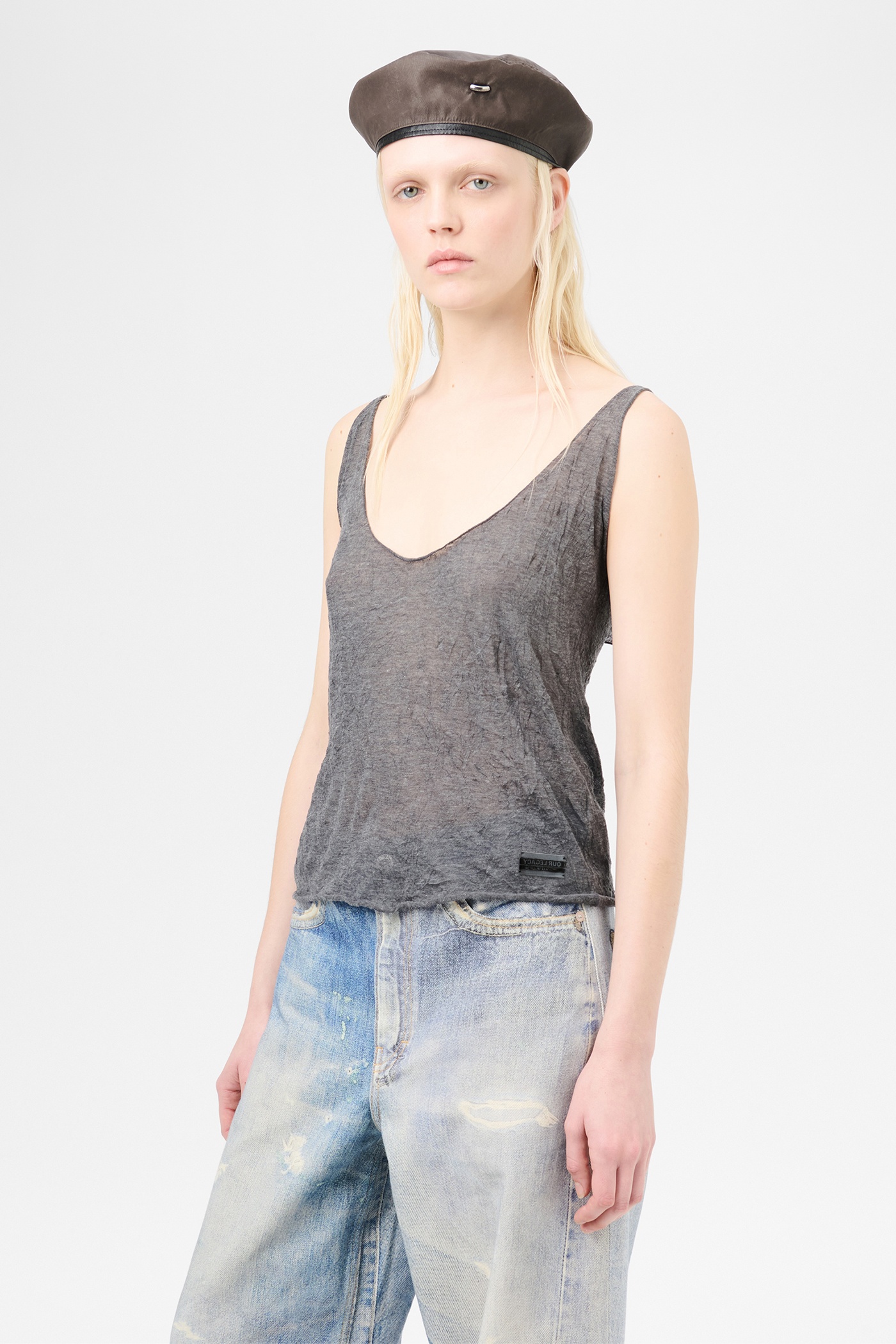 Bathe Tank Anthracite Crinkle Gauze - 3