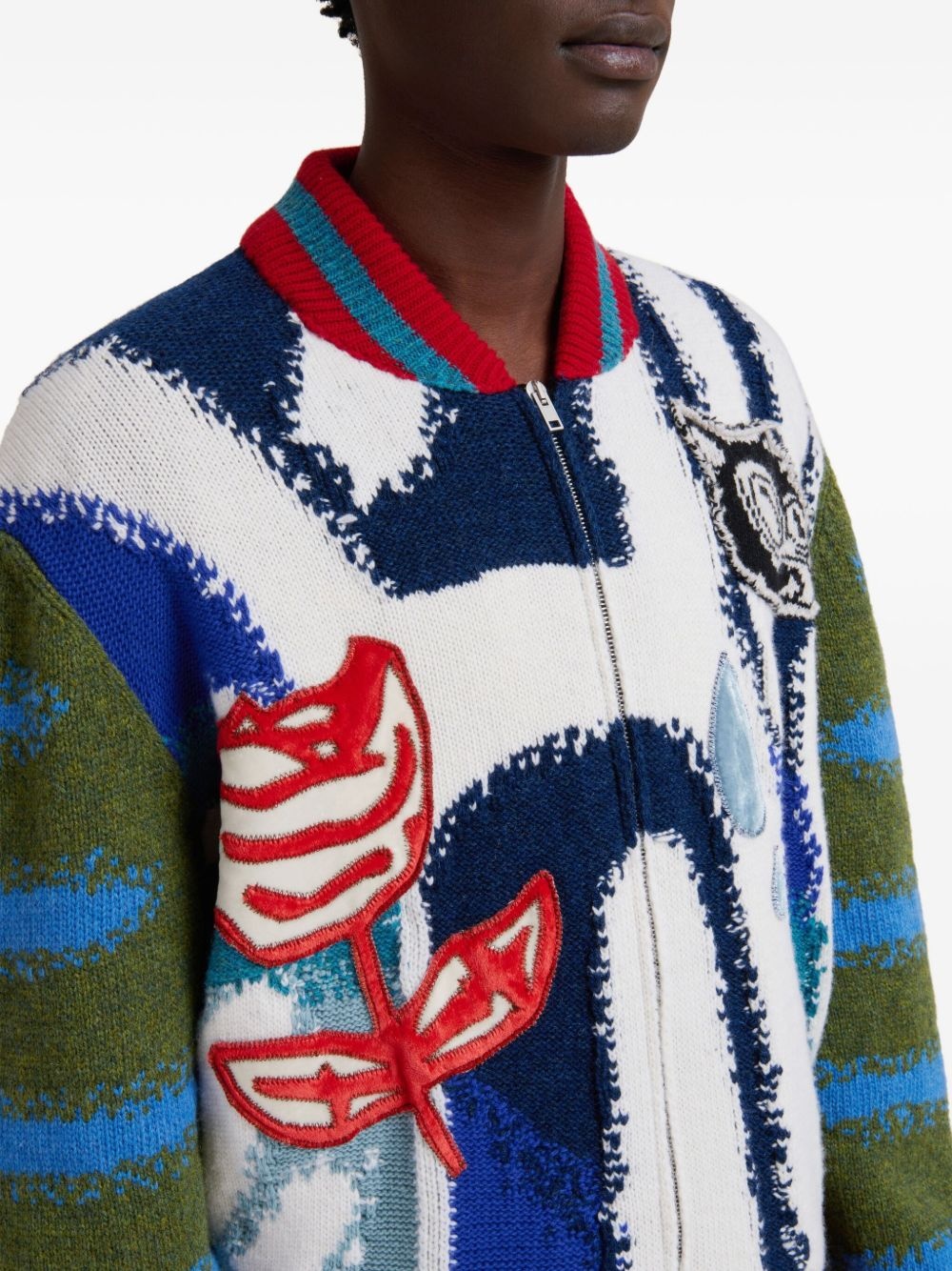 graphic-knitted cardigan - 4