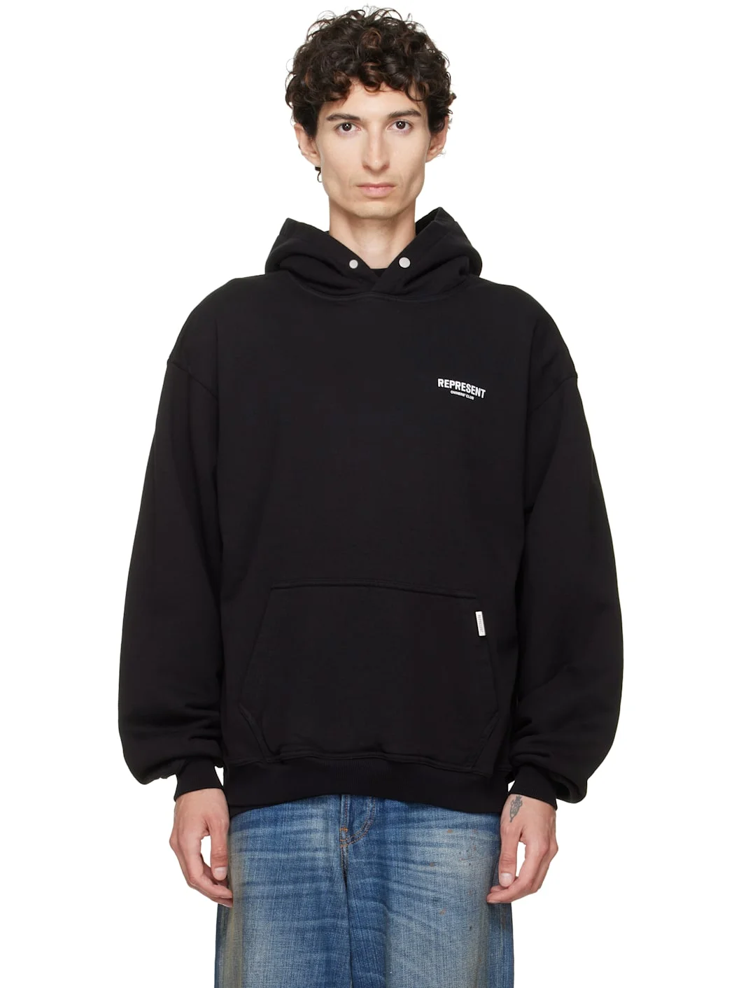 Black Printed 'Owners Club' Hoodie - 1