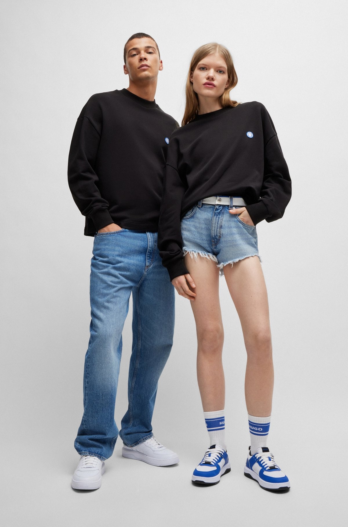 COTTON-TERRY SWEATSHIRT WITH HAPPY HUGO LOGO PATCH - 4
