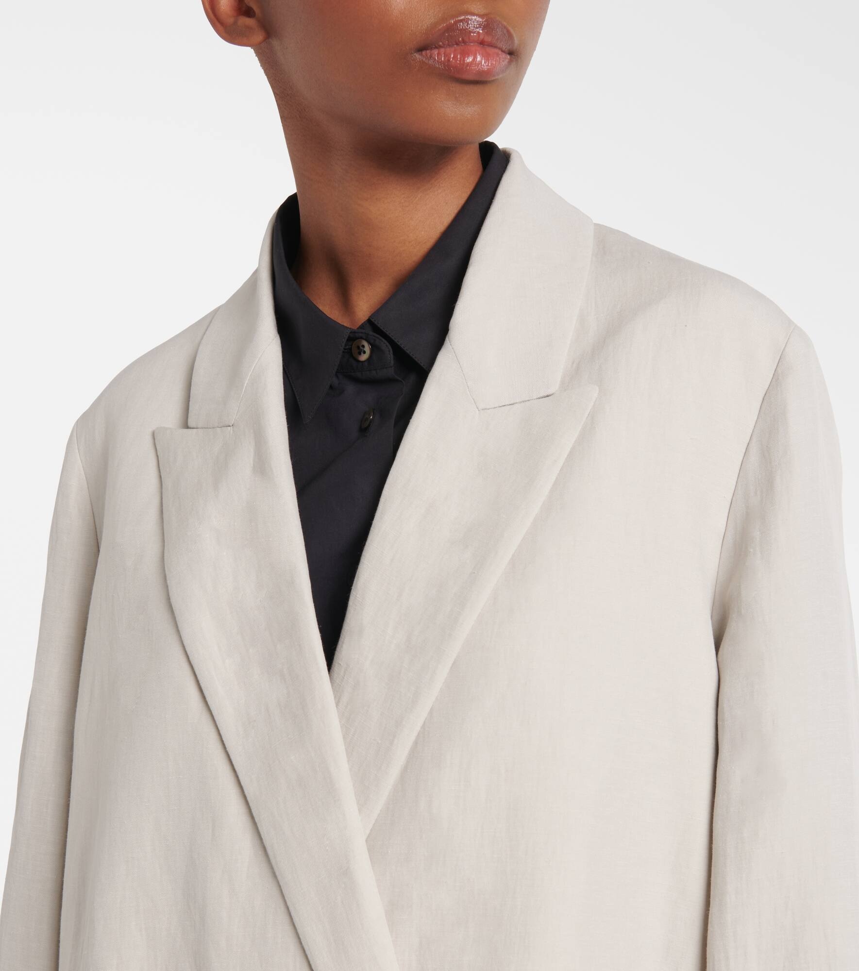 Nat double-breasted silk and linen blazer - 4