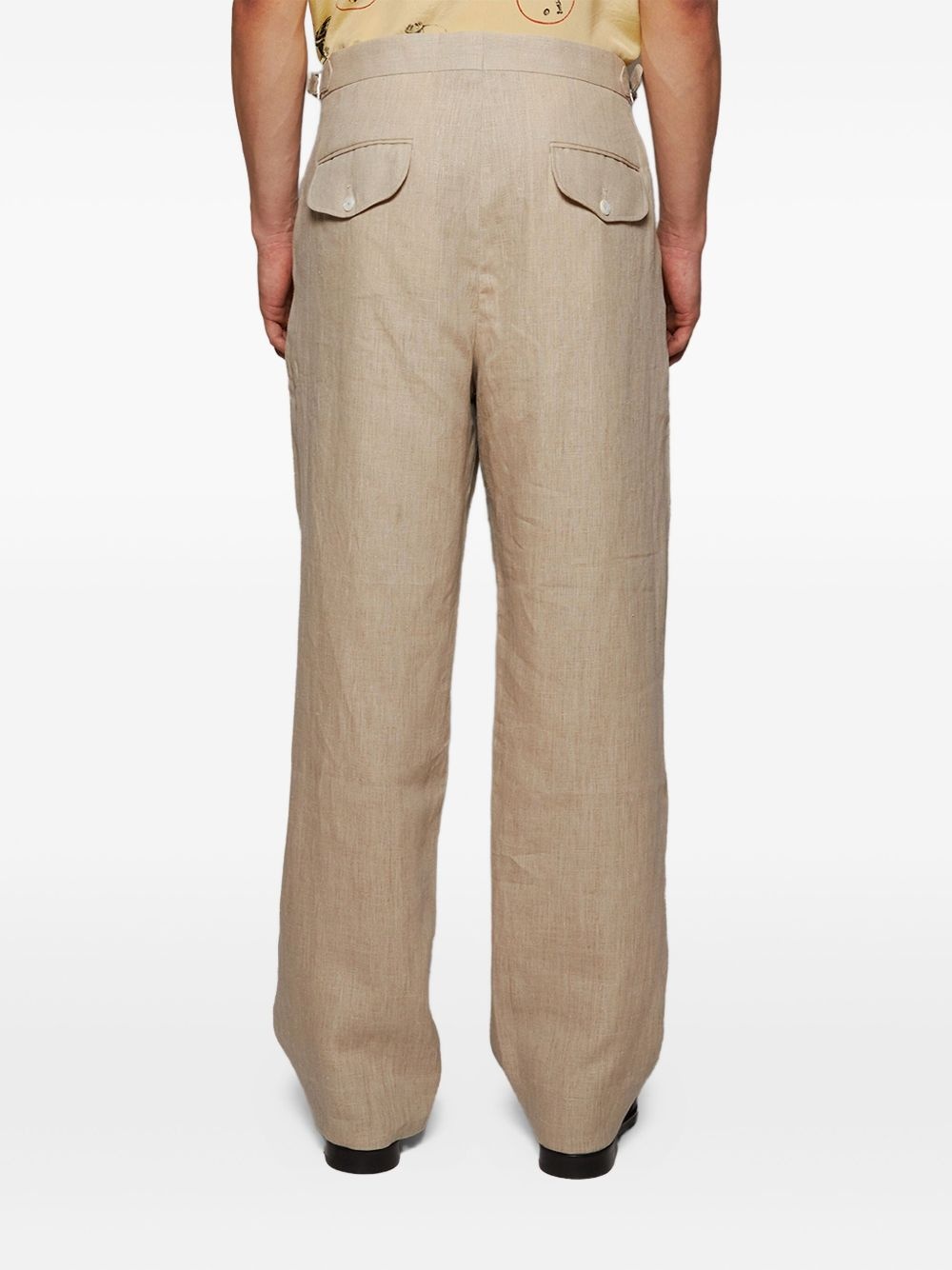 side-strap linen trousers - 5