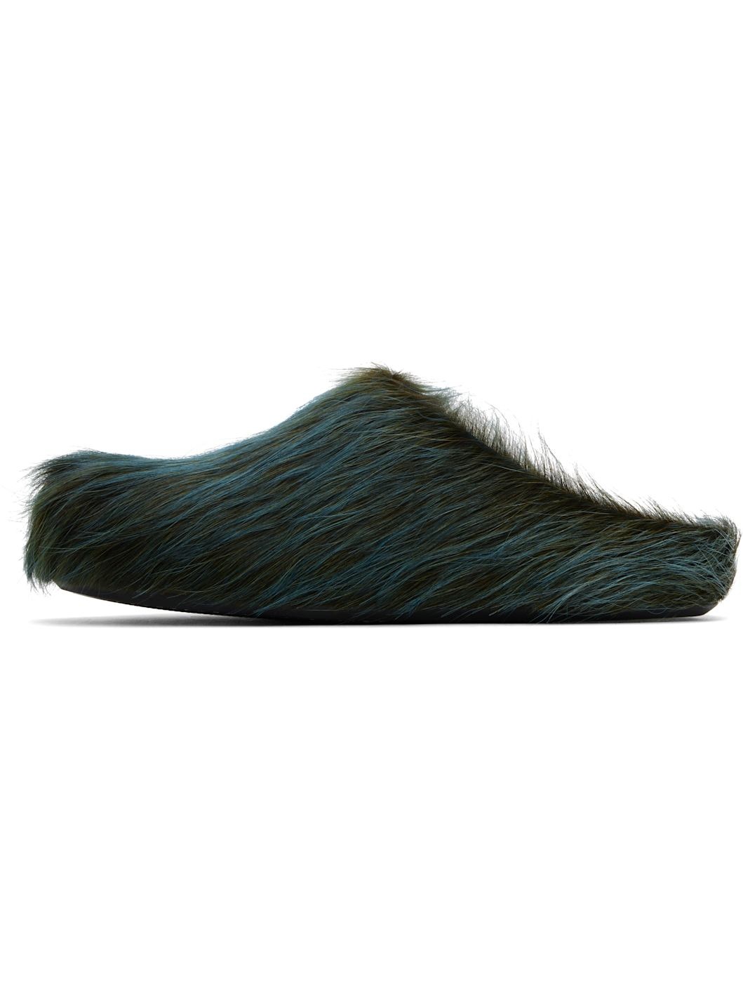 Blue Long Hair Calfskin Fussbett Sabot Loafers - 3