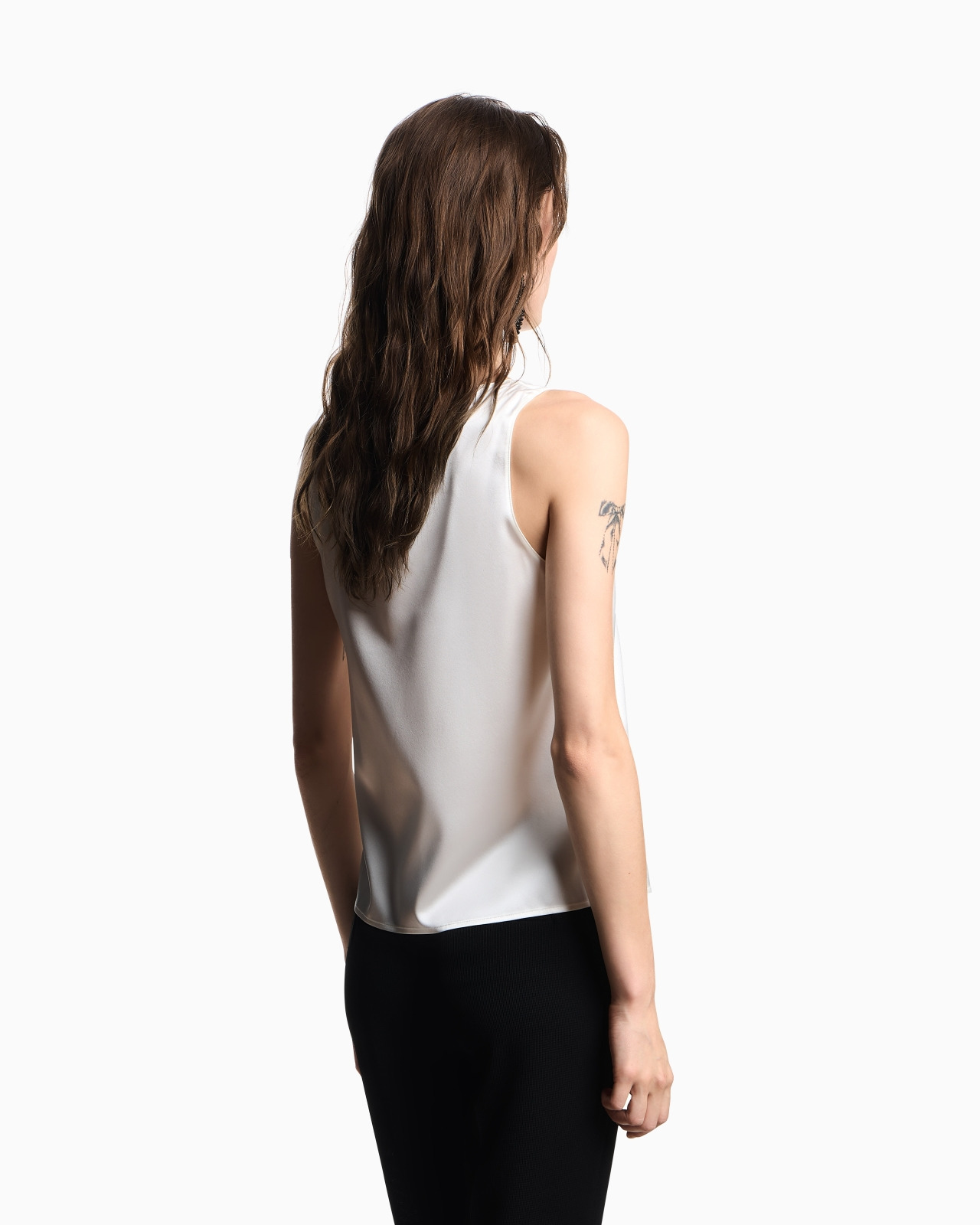 SILK SATIN V-NECK TOP - 3