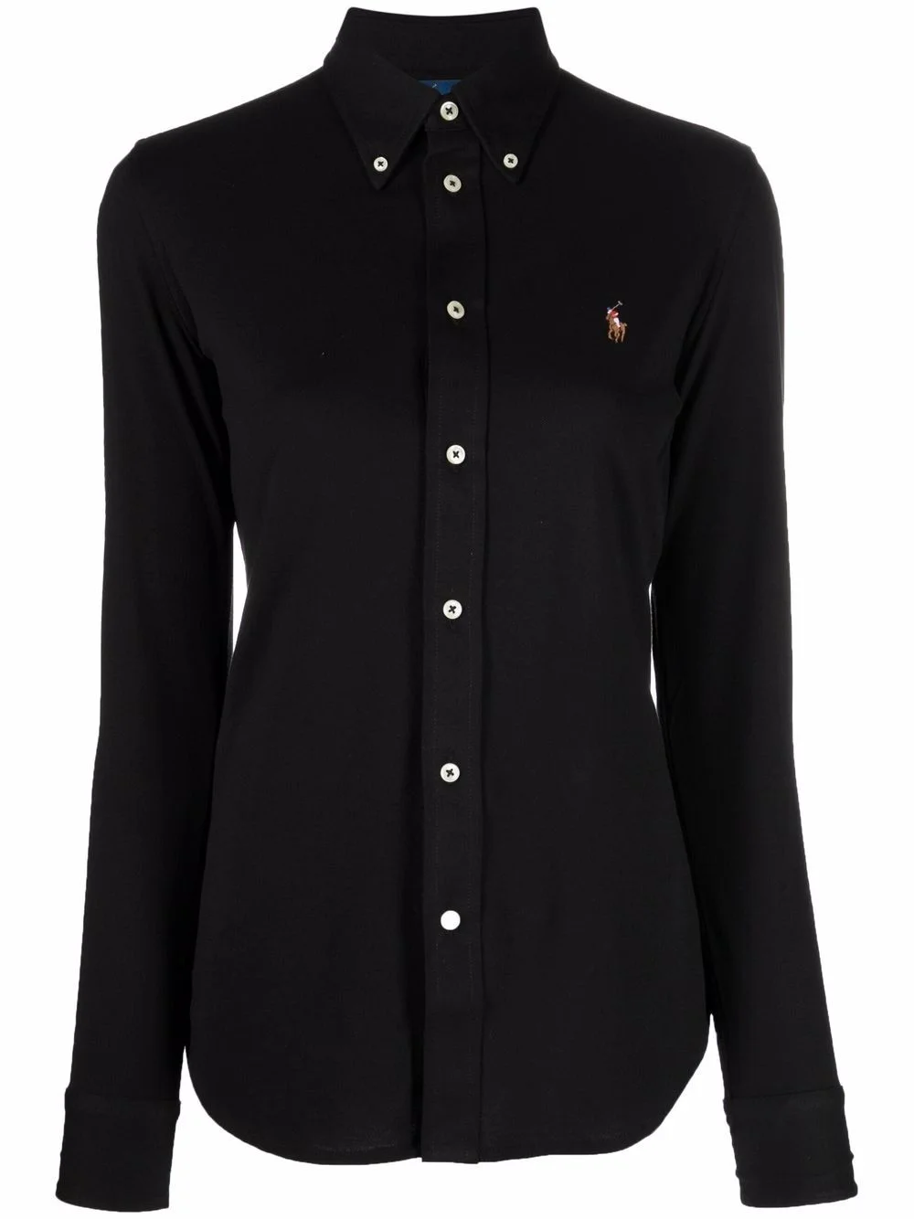 embroidered-logo fitted shirt - 1