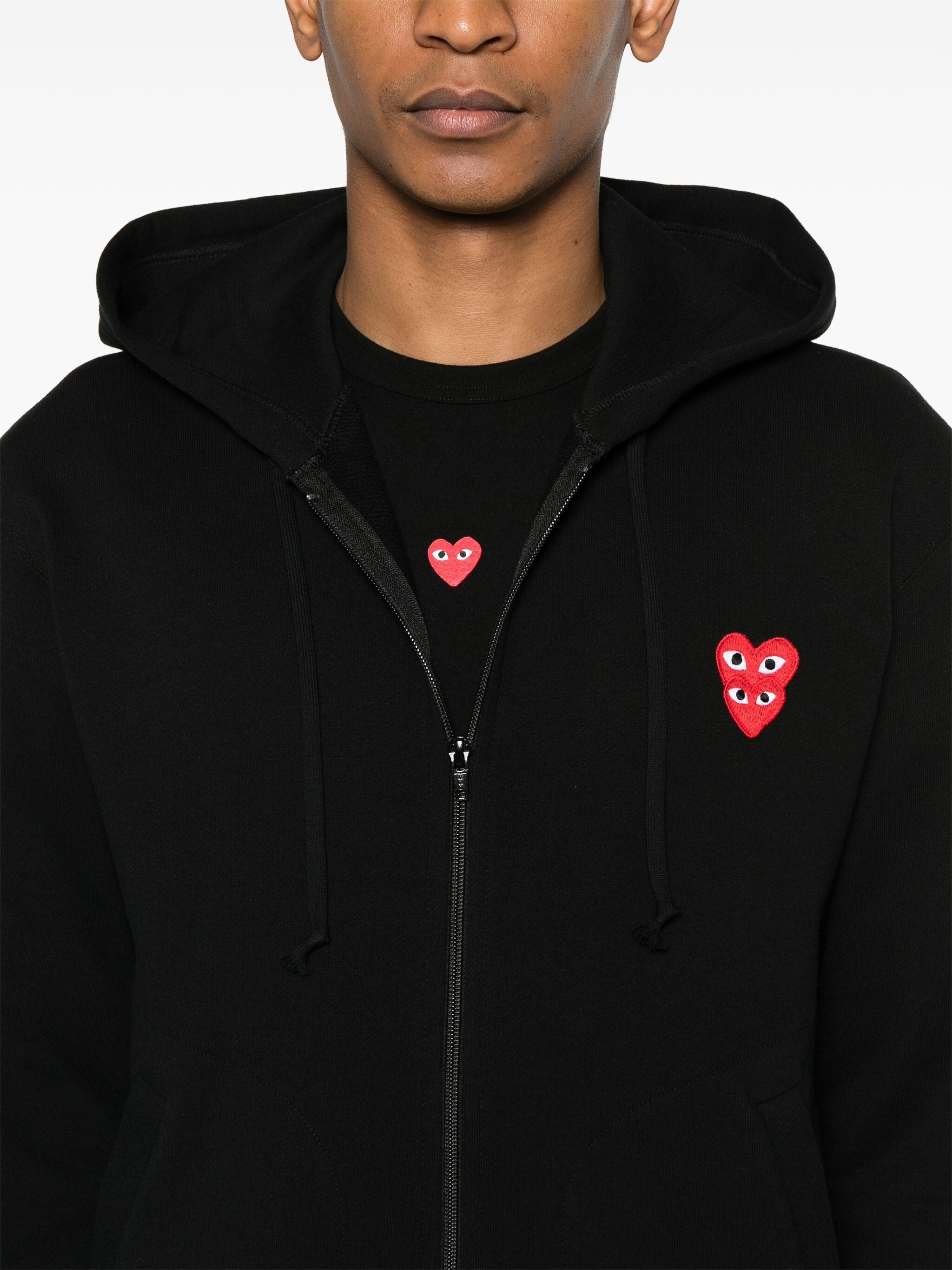 Comme Des GarÇons Play Double Heart-patch Hoodie - 2