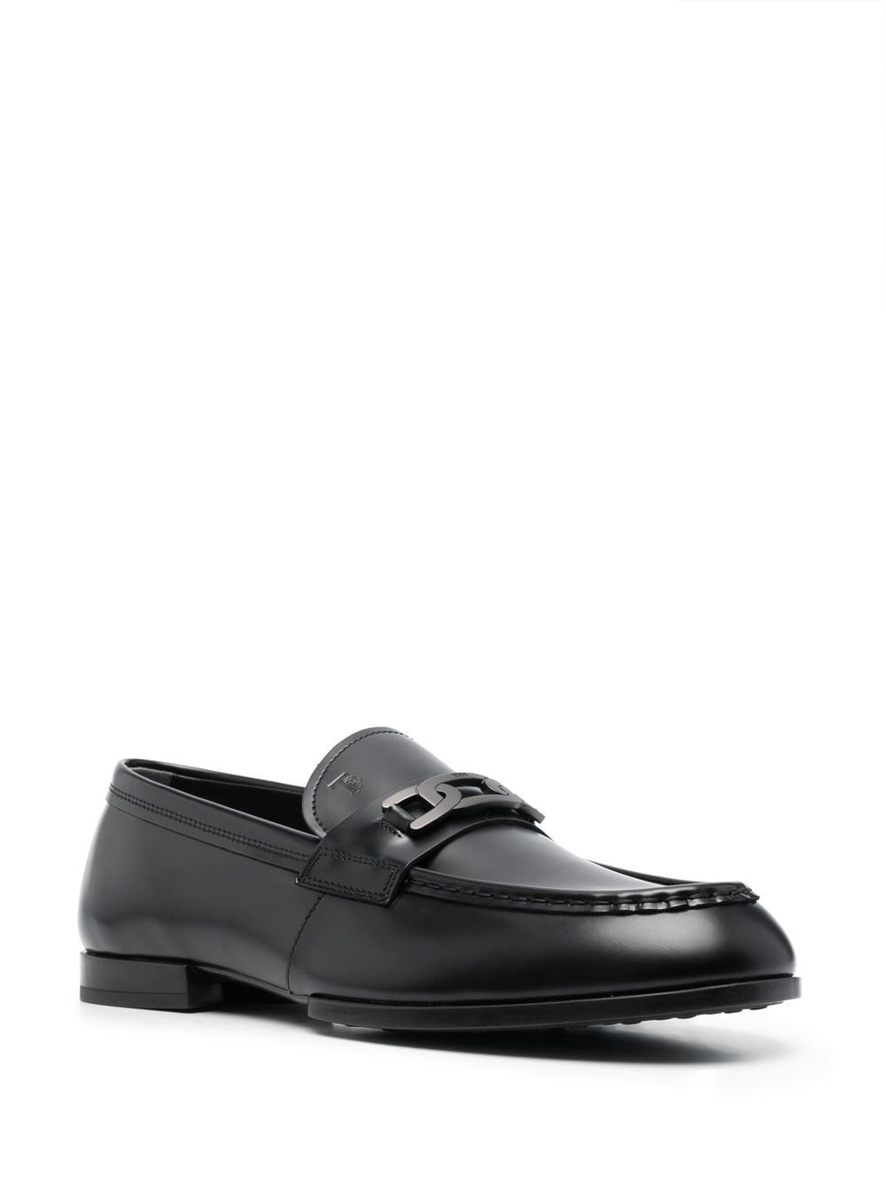 chain-link leather loafers - 2