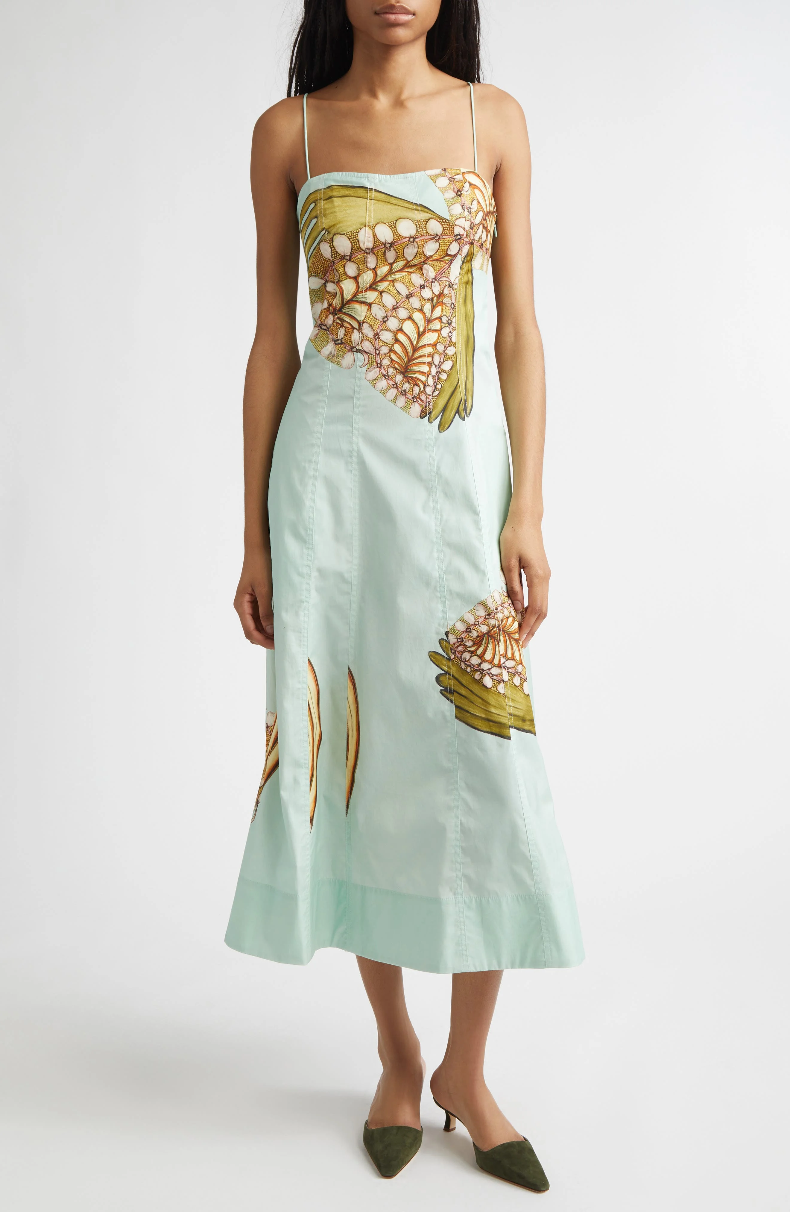 Ulla Johnson Vesela Botanical Print Midi Dress in Water Blossoms at Nordstrom - 1