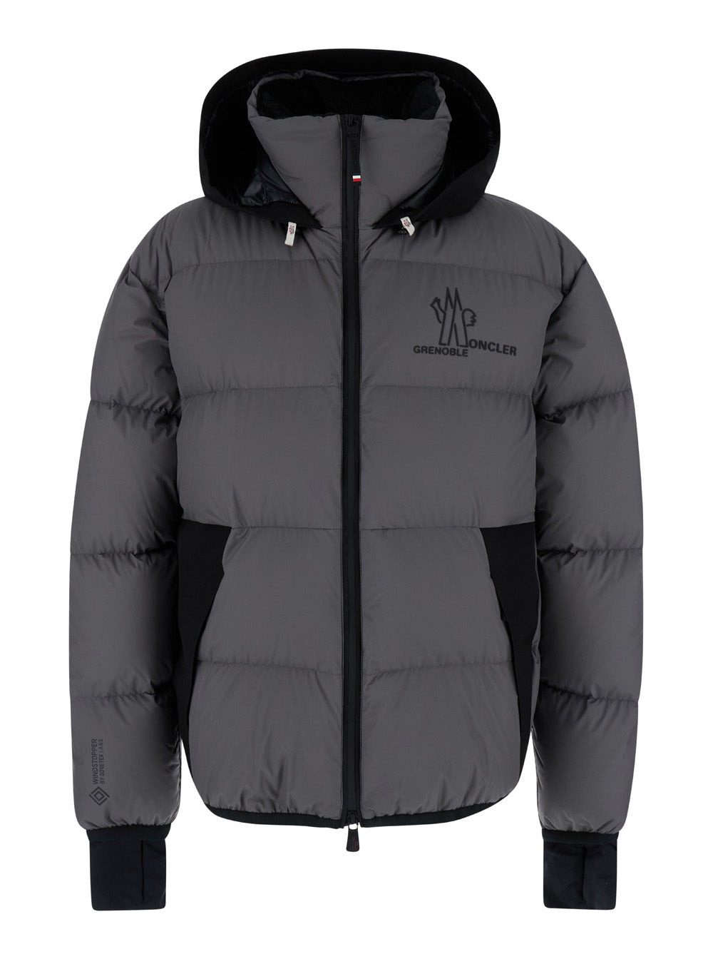 Moncler Grenoble Men 'Marcassin' Grey Down Jacket With Logo Print And Hood In Tech Fabric Man - 1