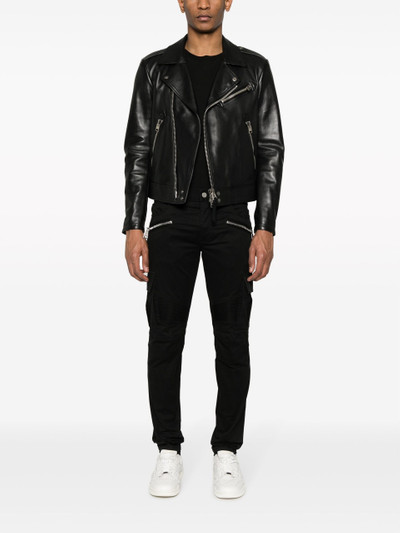 Balmain Black Tapered Cotton Cargo Trousers outlook