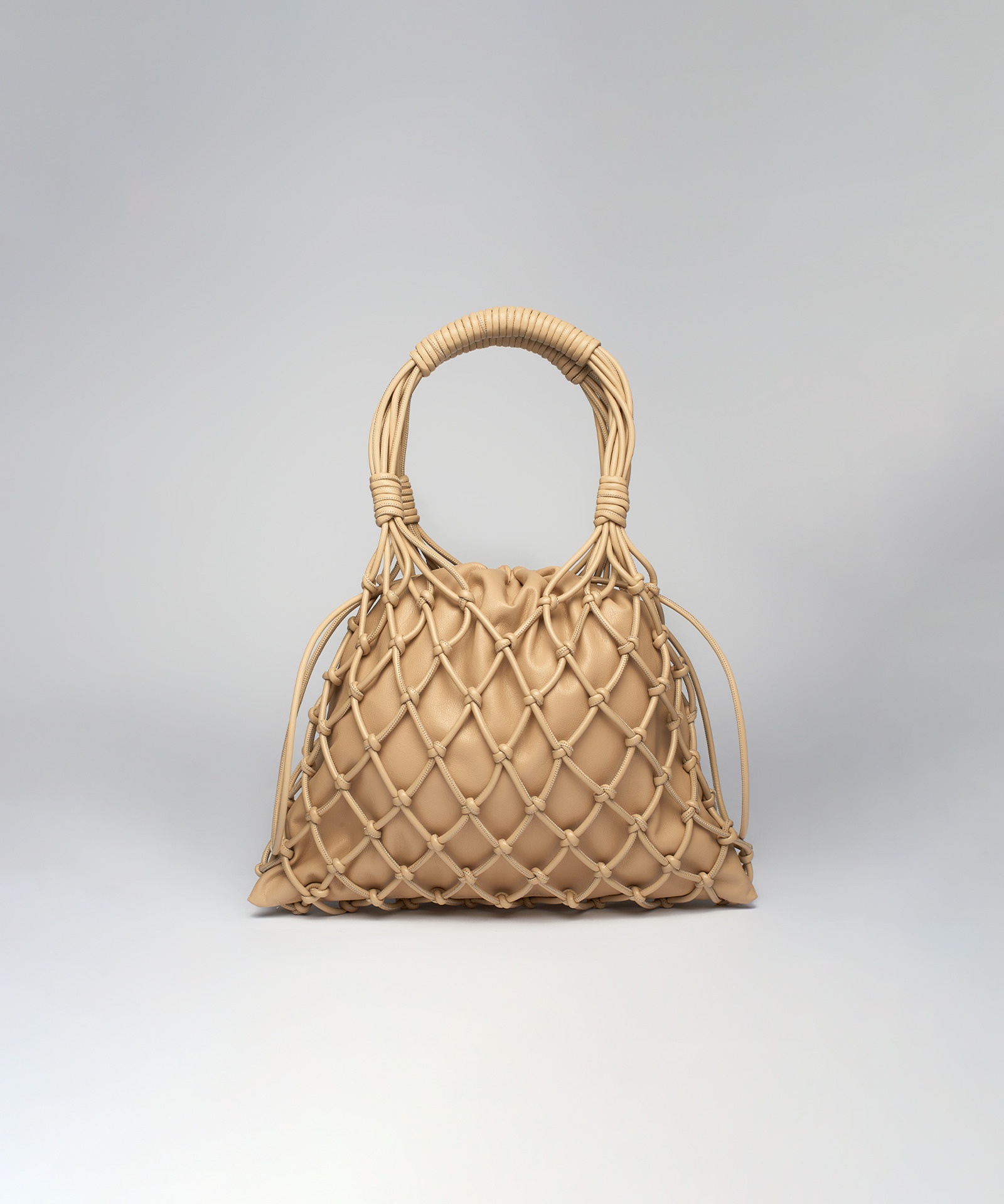 NAIYA - Vegan leather macramé bag - Butter - 1