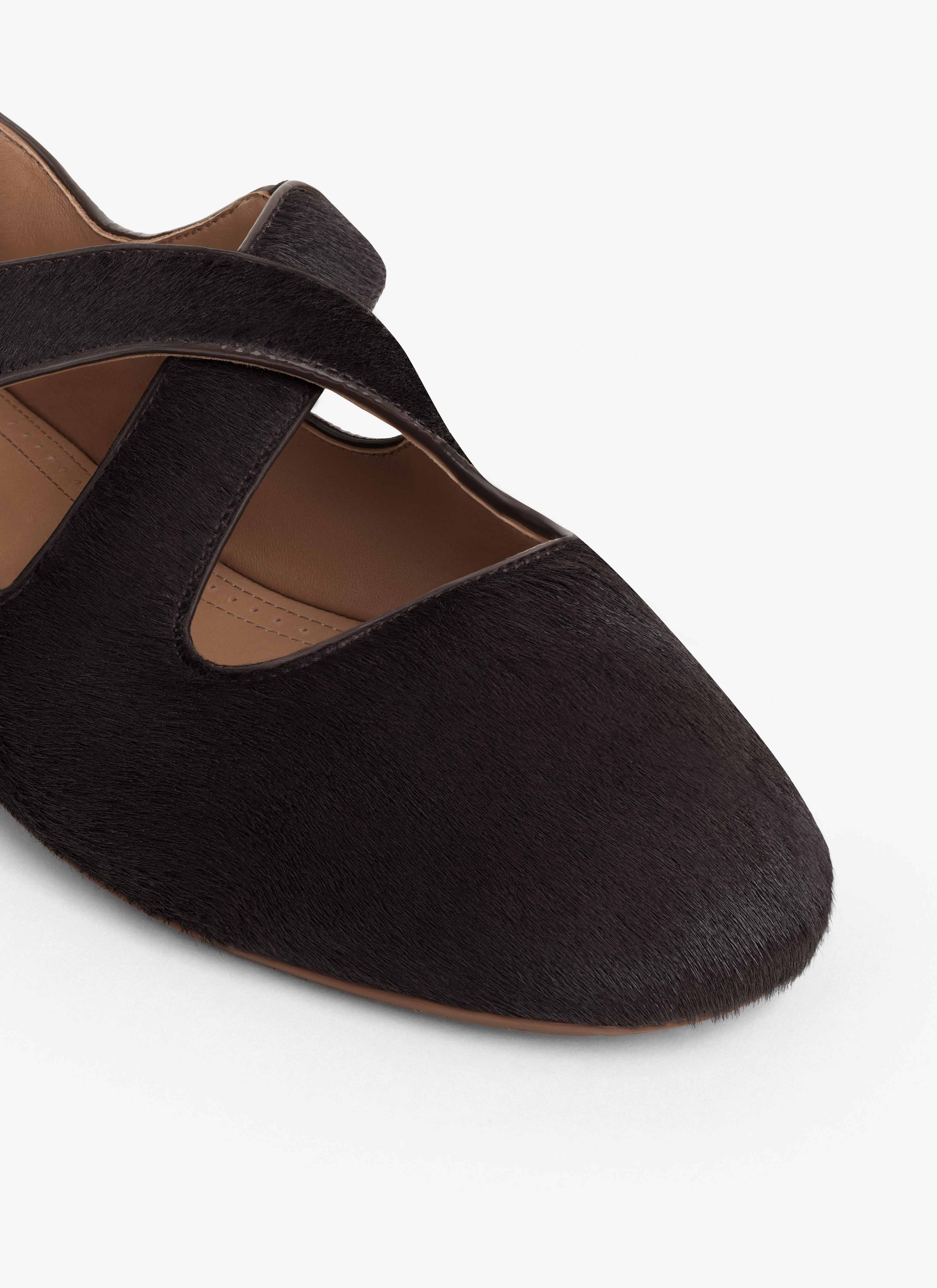 CRISS CROSS BALLET FLATS IN HAIRCALF - 4
