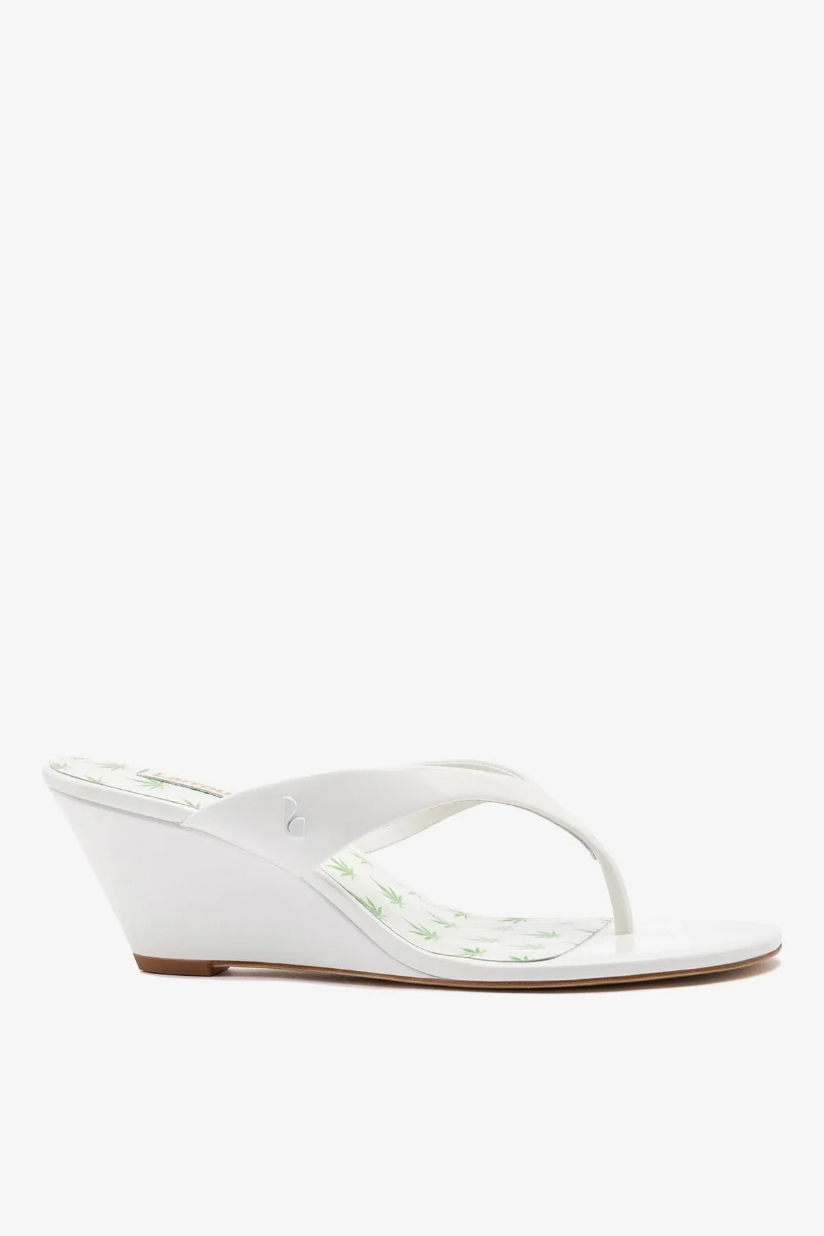 Gaia Low Wedge Sandal White Patent Leather - 1