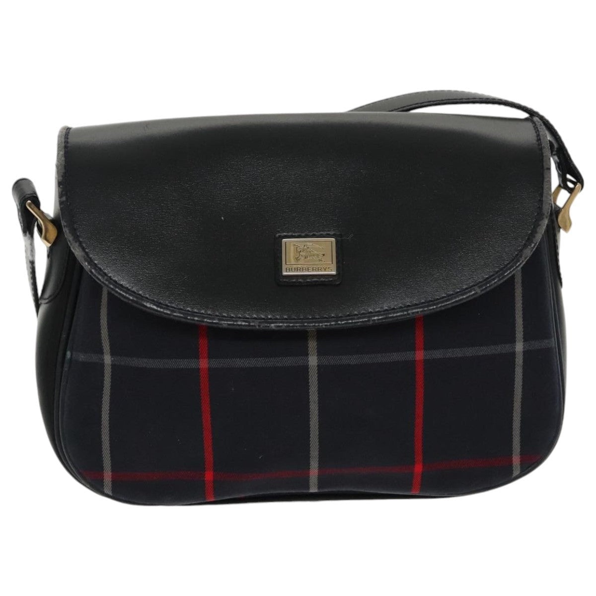 Burberry Nova Check Shoulder Bag Leather Navy Gold - 13