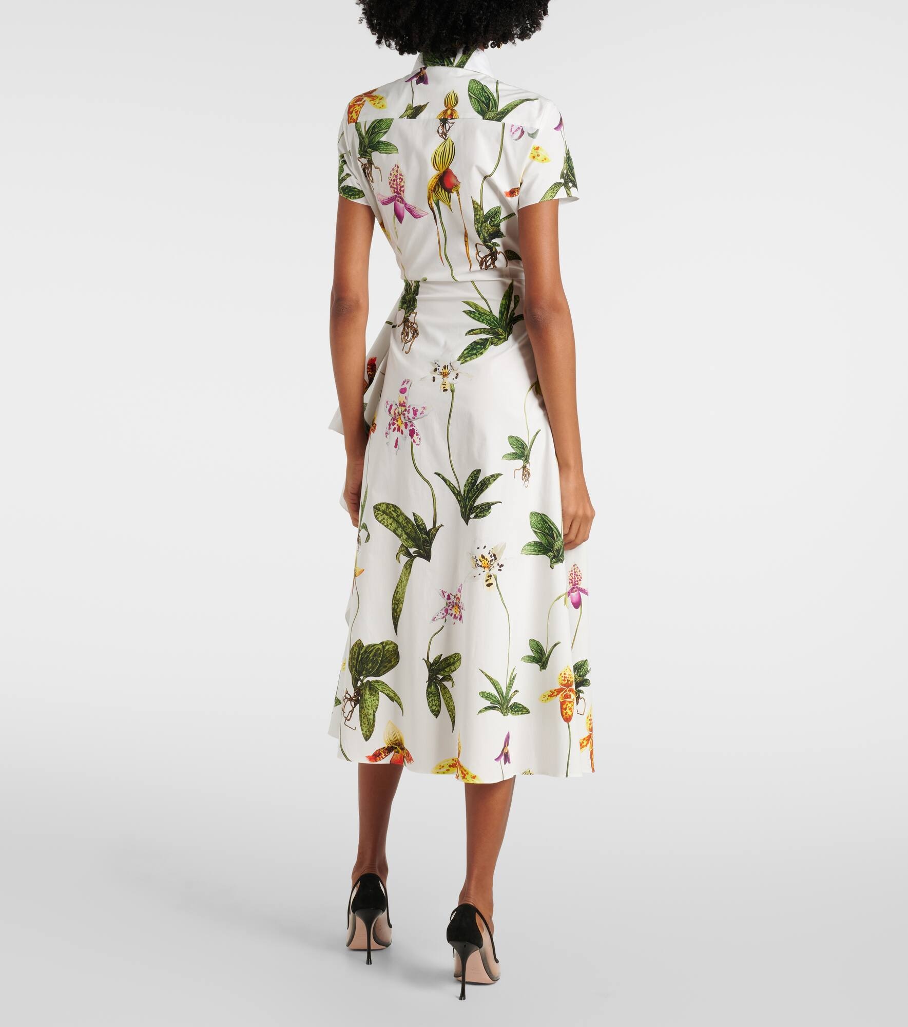 Orchid gathered poplin midi dress - 3