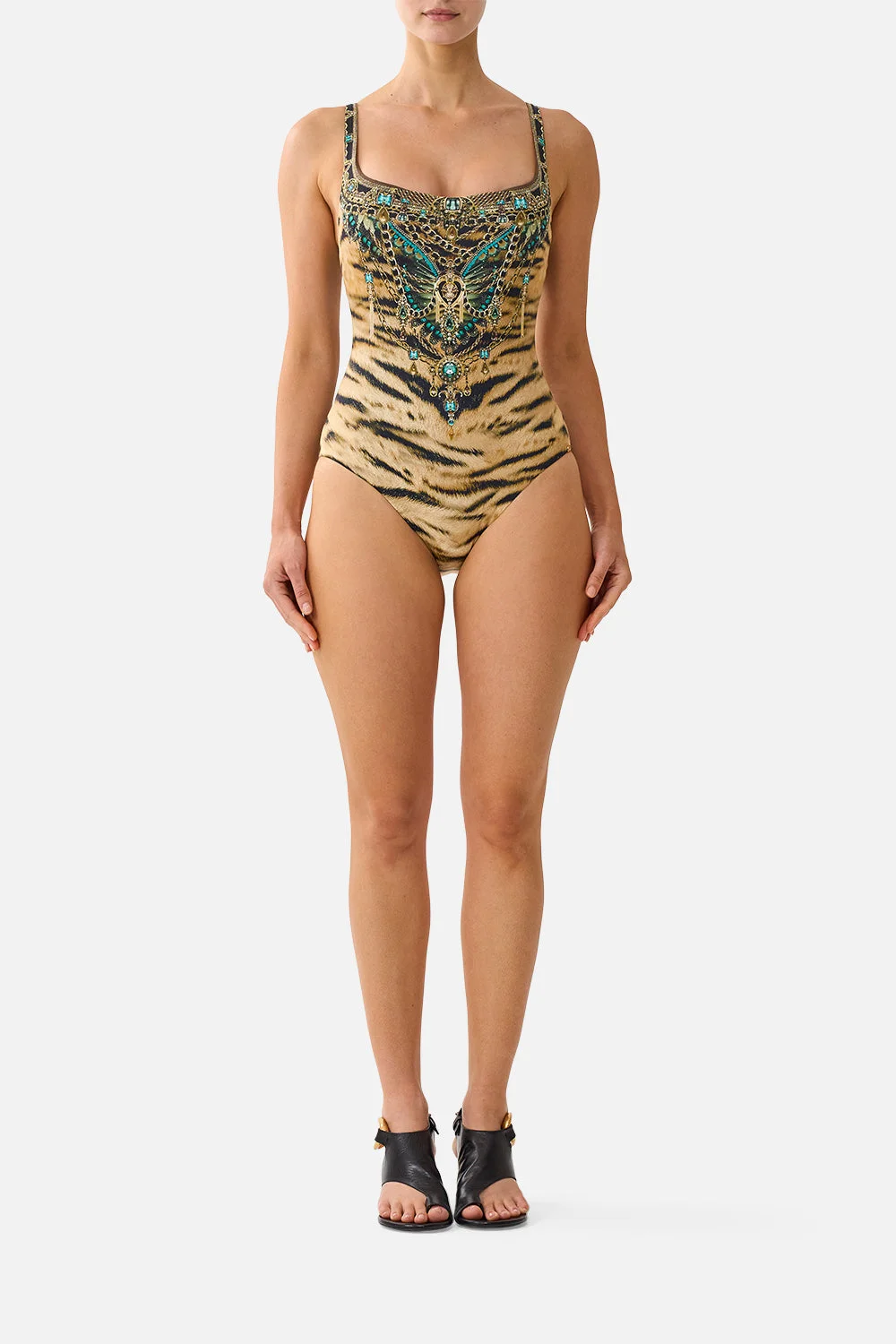 UNDERWIRE SQUARE NECK ONE PIECE W SCOOP BACK A WINK TO THE WILD - 1