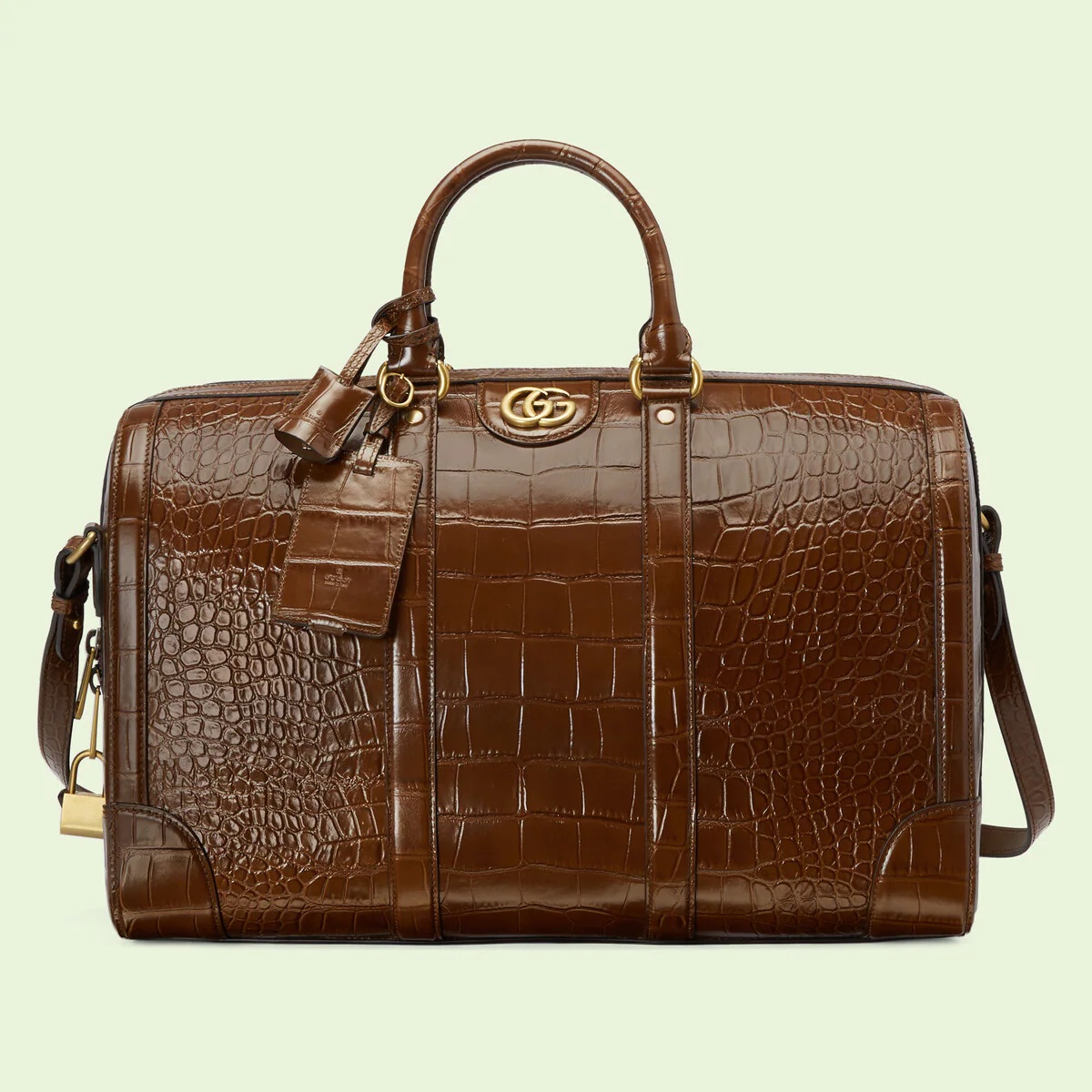 Crocodile duffle bag with Double G - 1
