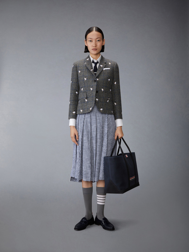 GINGHAM COTTON TWEED PLEATED SKIRT 5