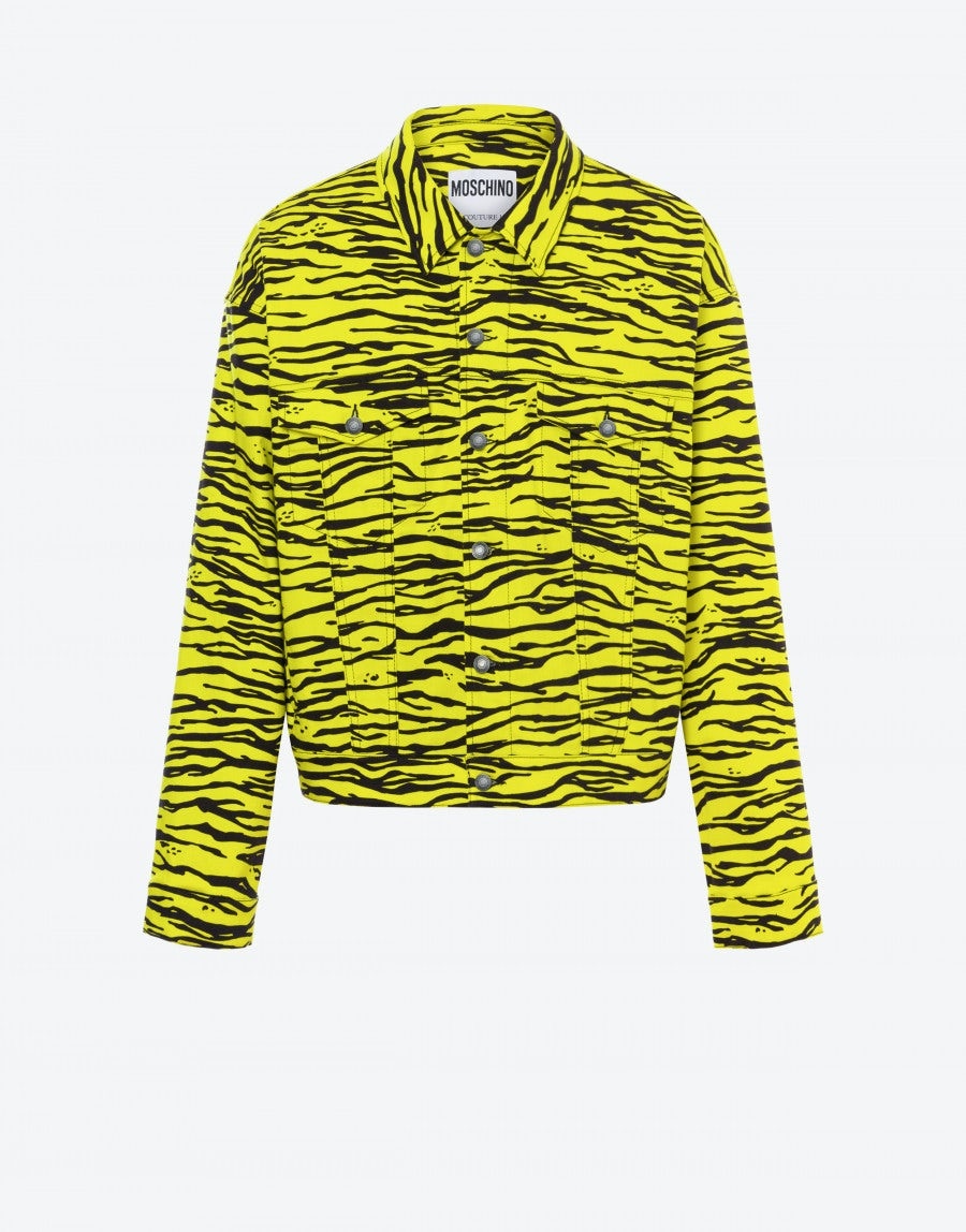 STRETCH GABARDINE TIGER PRINT JACKET - 1