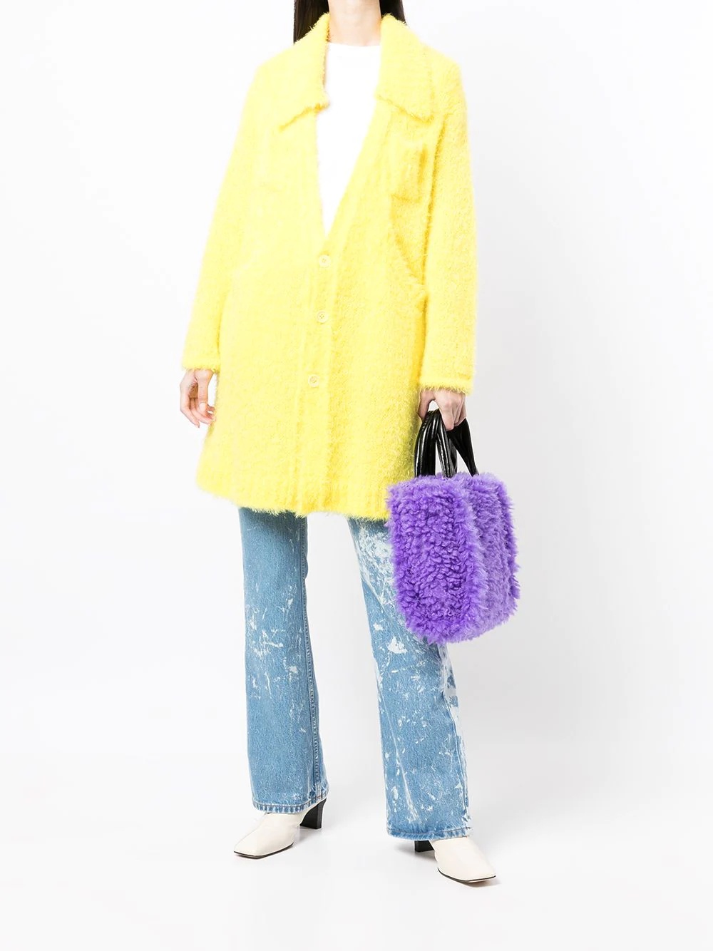 brushed knitted coat - 2