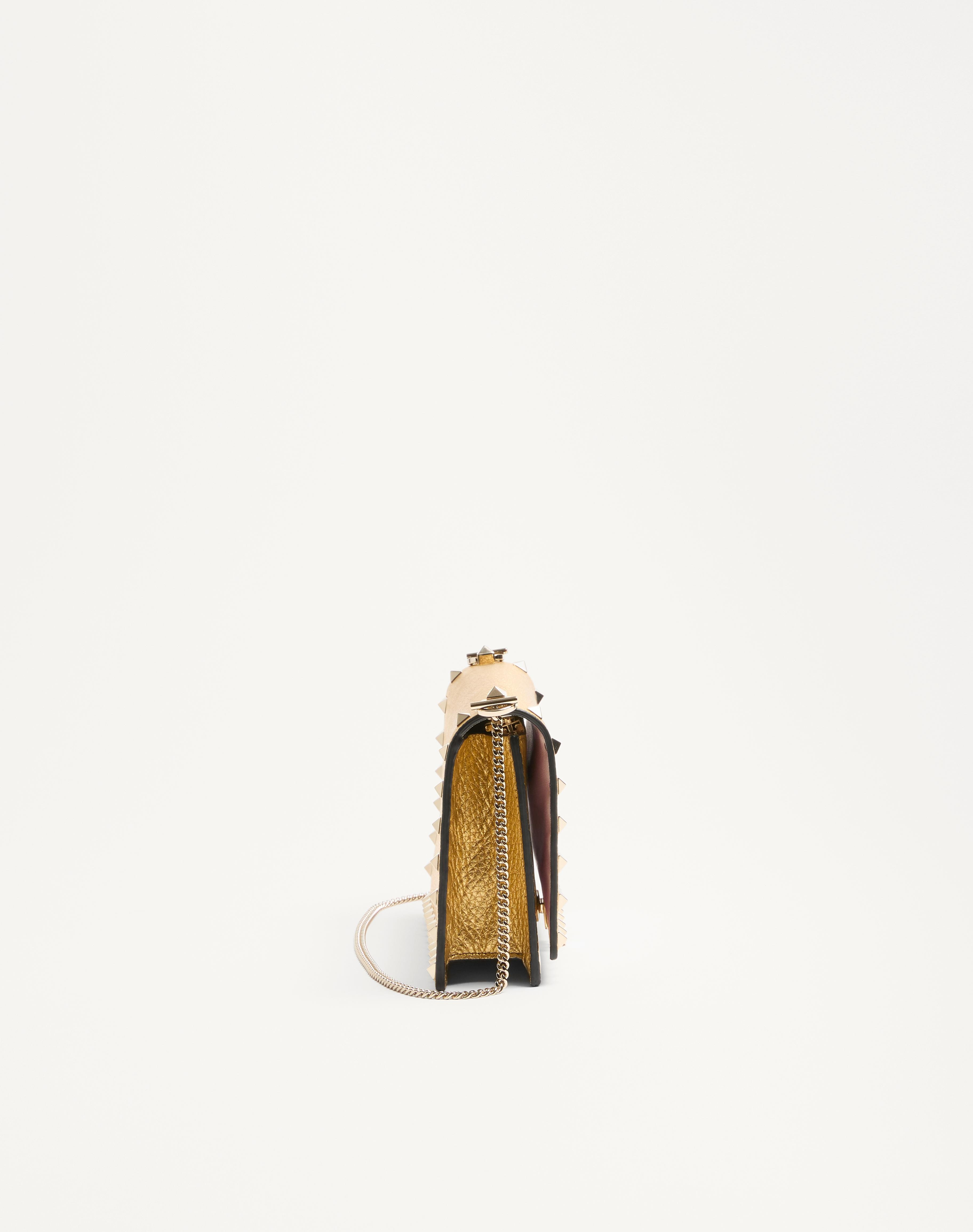 ROCKSTUD MINI CALFSKIN BAG WITH CHAIN IN LAMINATED GRAINY CALFSKIN - 4