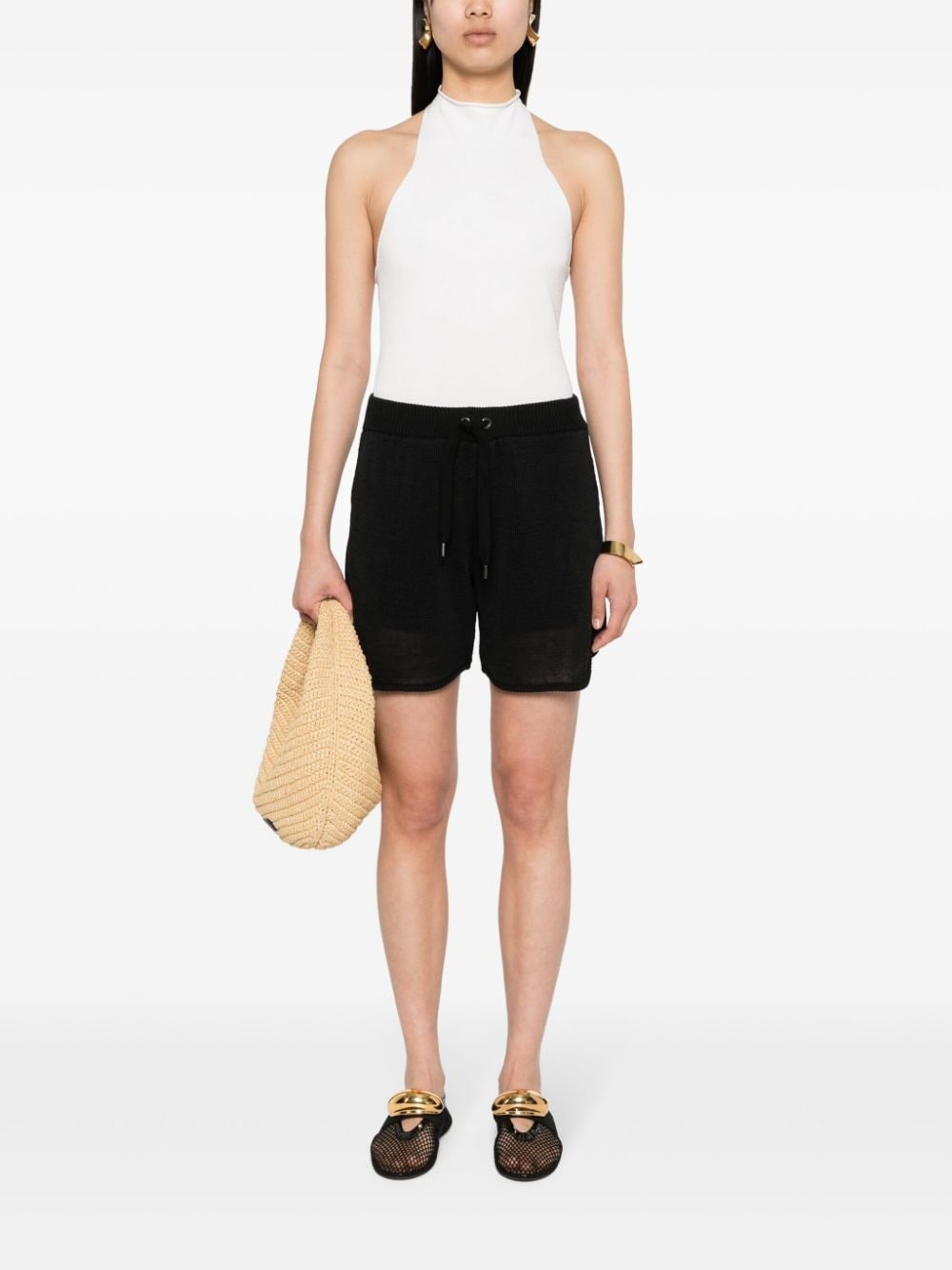 fisherman's-knit cotton shorts - 2