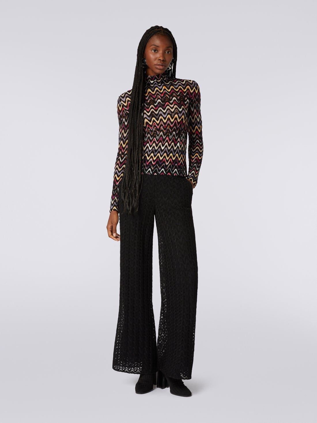 Palazzo pants in raschel knit wool and viscose - 2