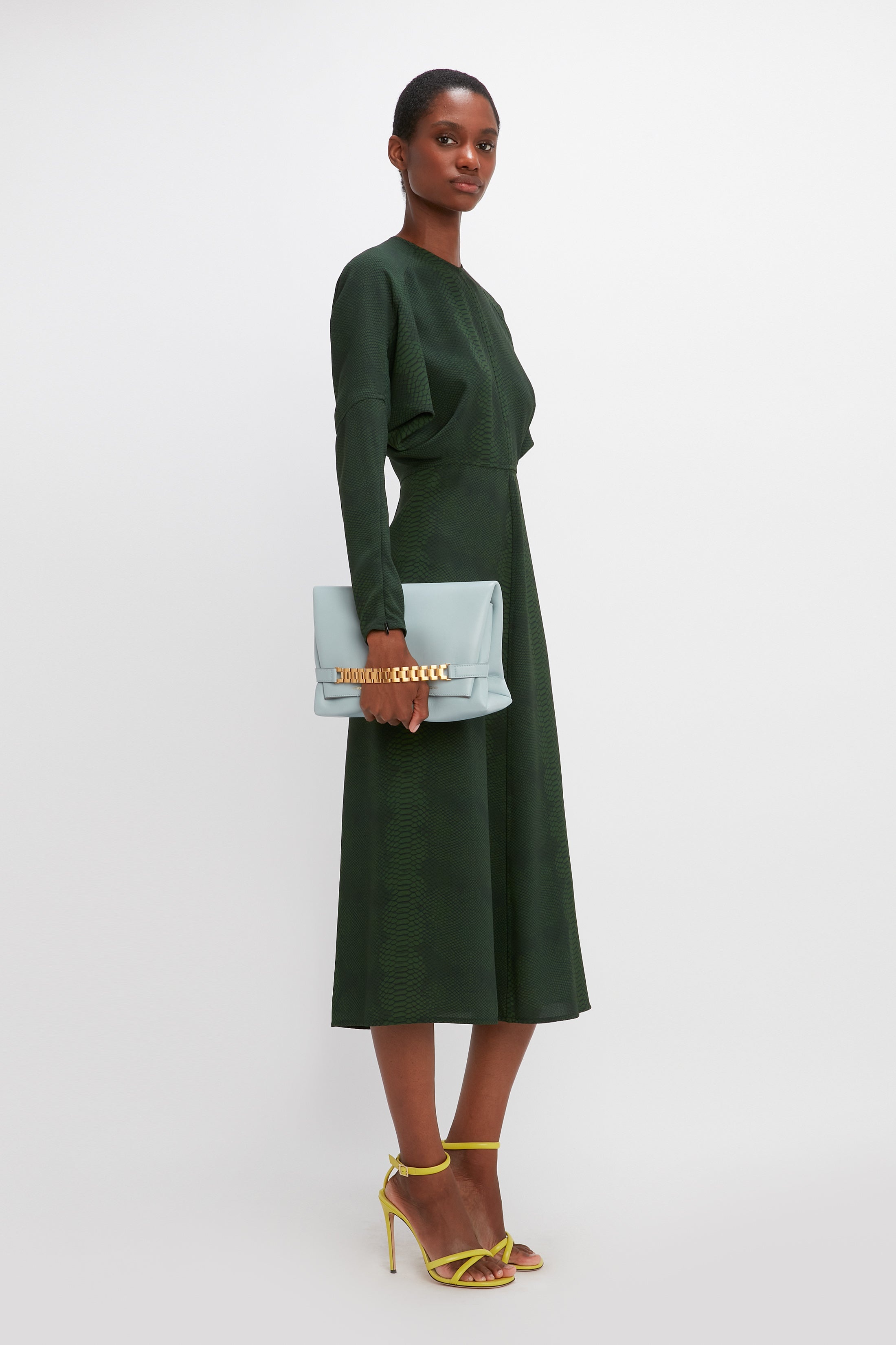 Dolman Midi Dress in Green Snake - 7
