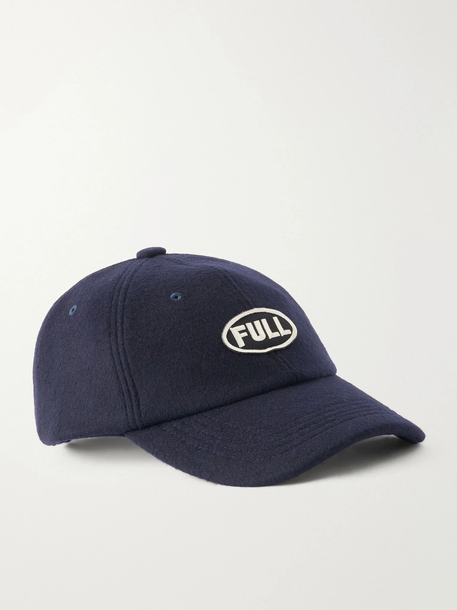 Logo-Appliquéd Wool-Blend Cap Navy - 1