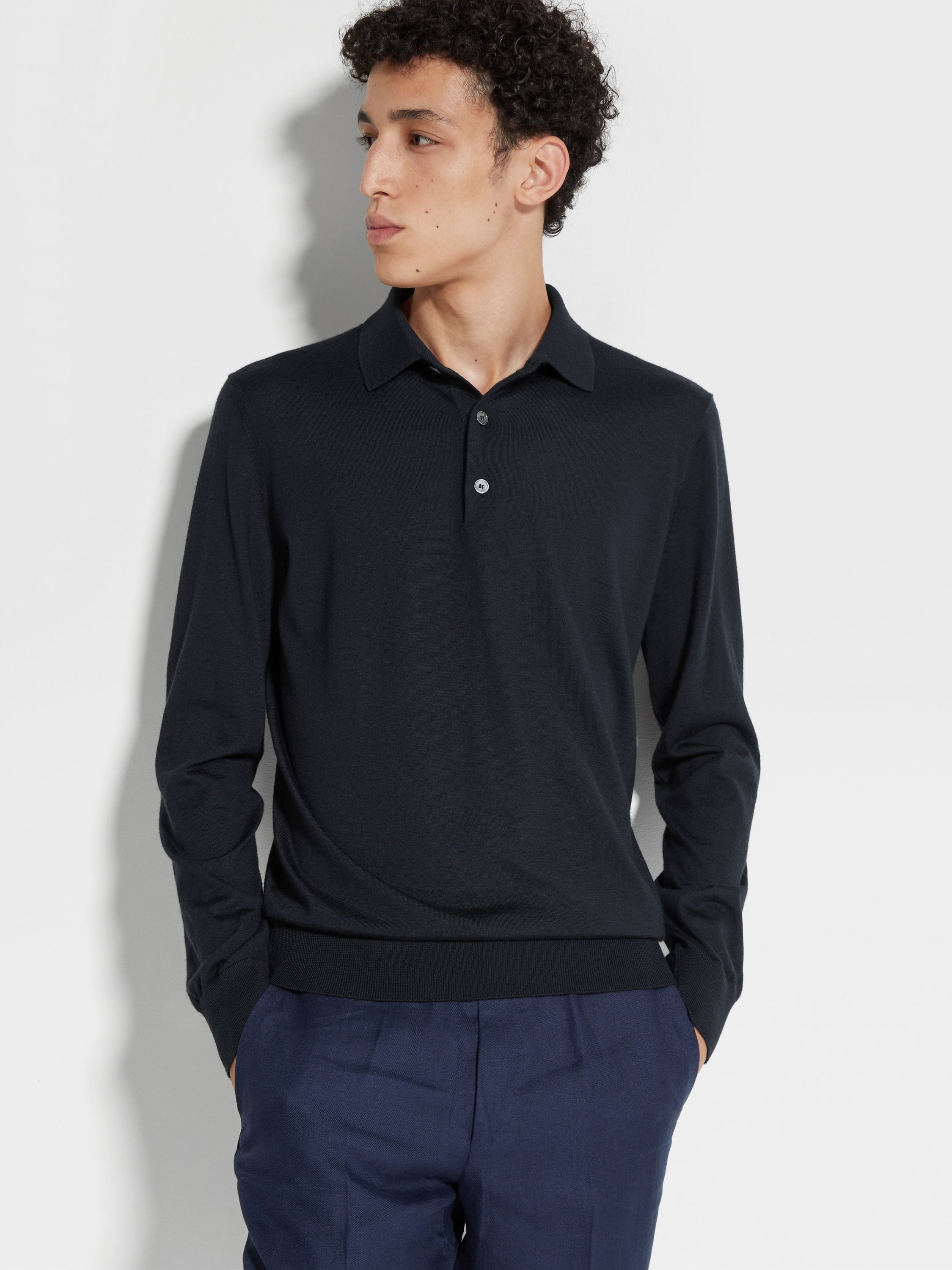 NAVY BLUE CASHSETA POLO SHIRT - 3