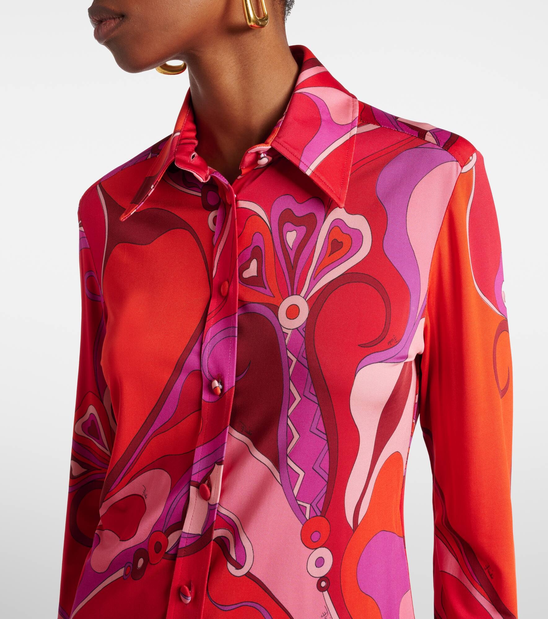Orchidee jersey satin shirt - 4